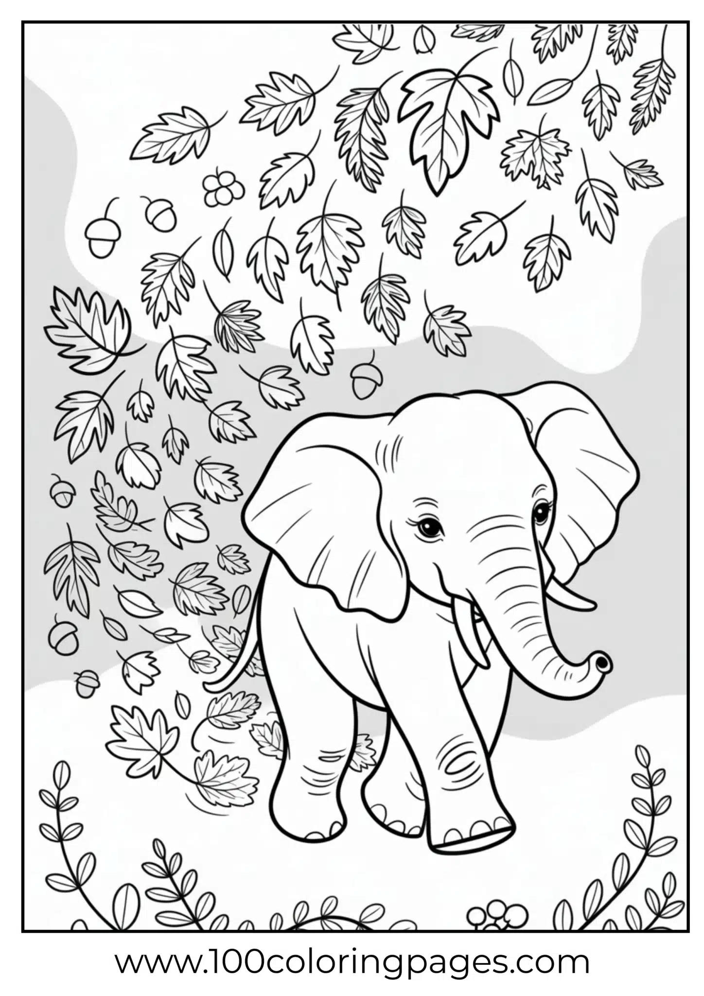 elephant strolling while leaves fall around