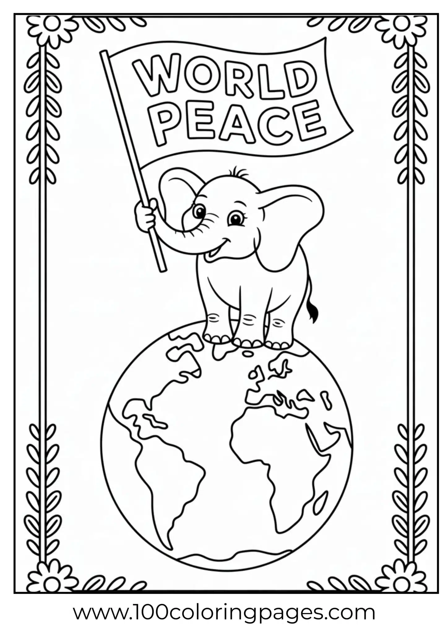 elephant with flag standing on globe