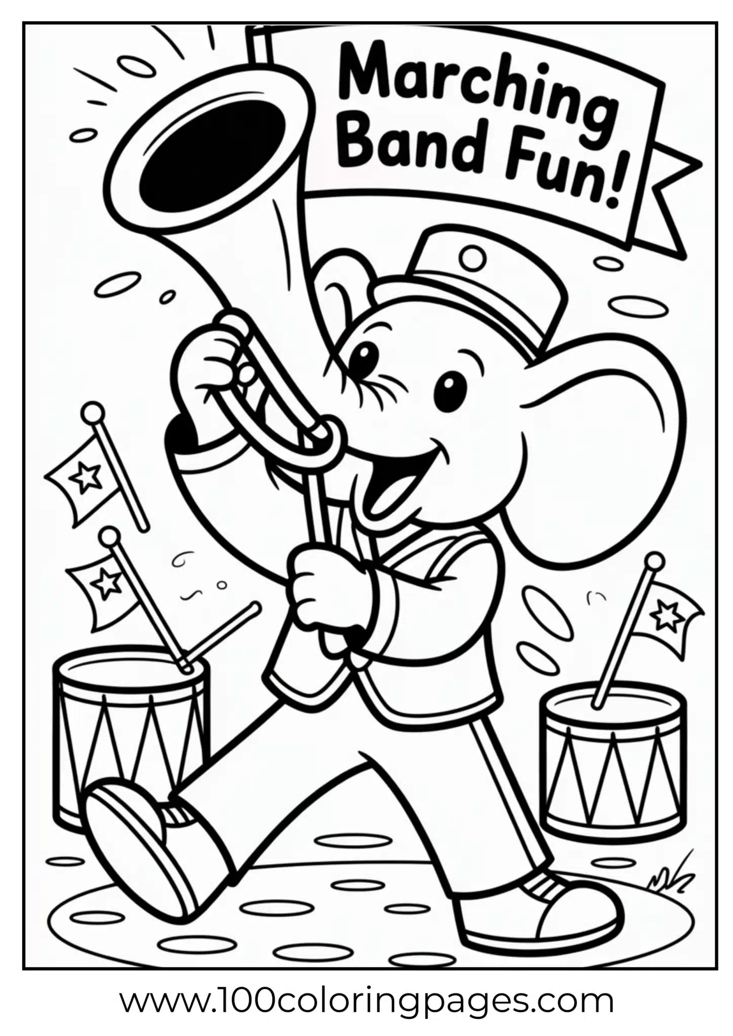 elephant in uniform blowing horn