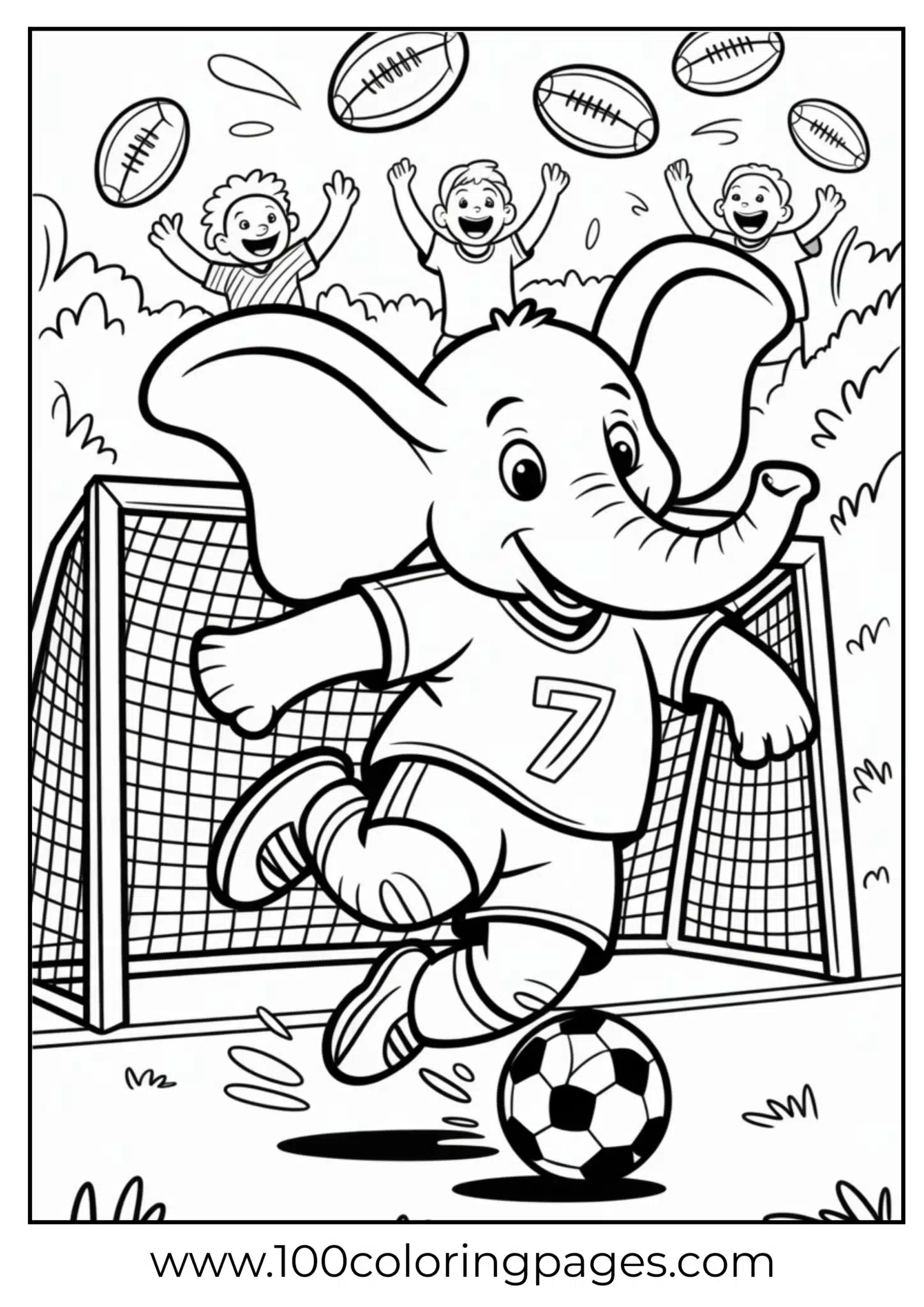 elephant playing football on field
