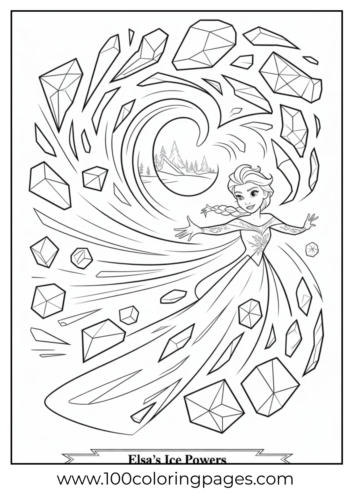 Elsa powers shaping snow geometry outline