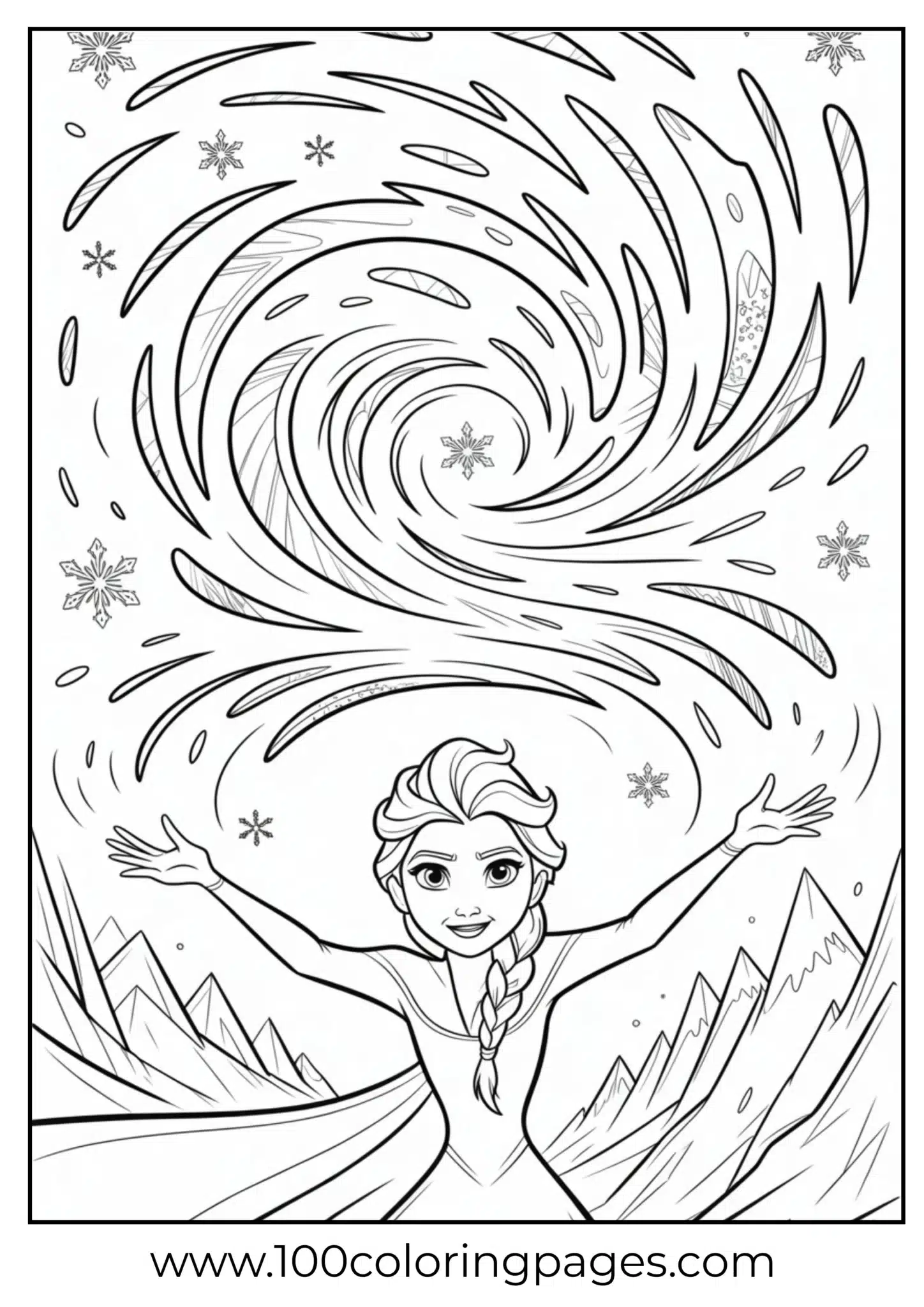 Elsa creating vortex of swirling ice overhead
