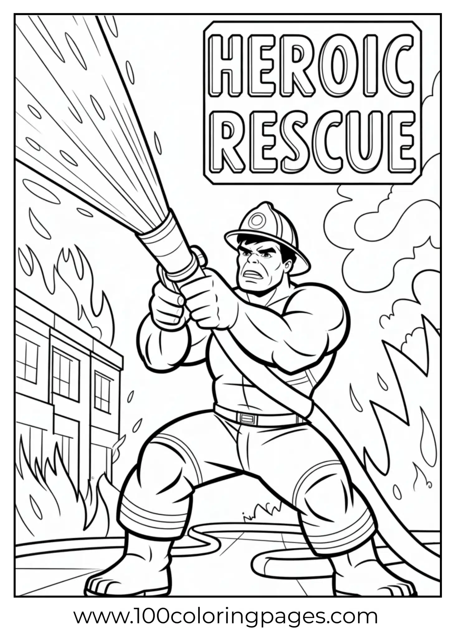 Hulk in firefighter uniform coloring page