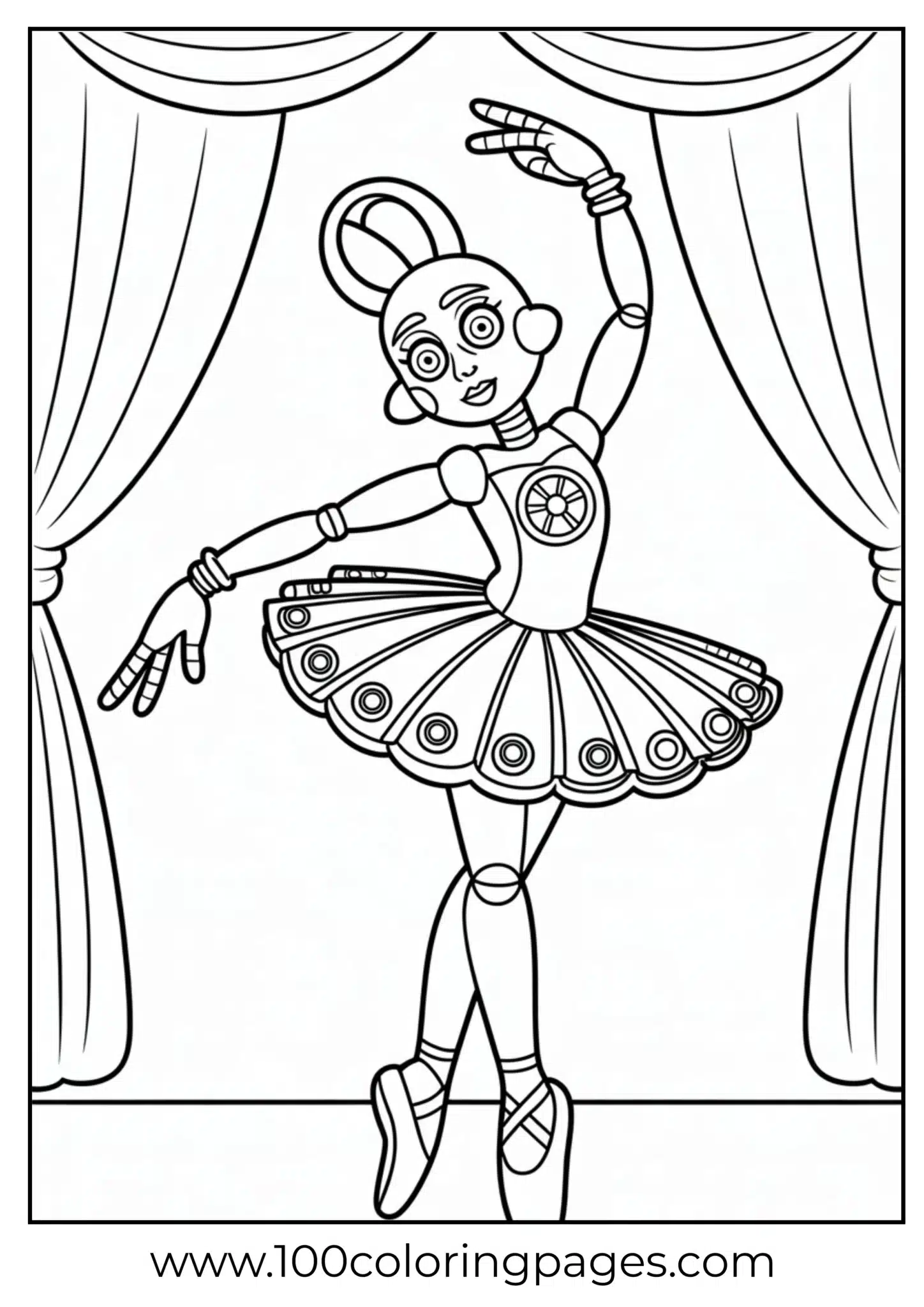 Ballora dancing coloring page