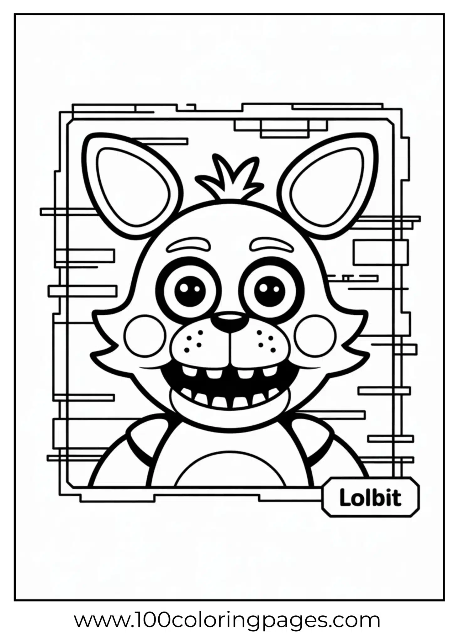Lolbit glitch portrait coloring page