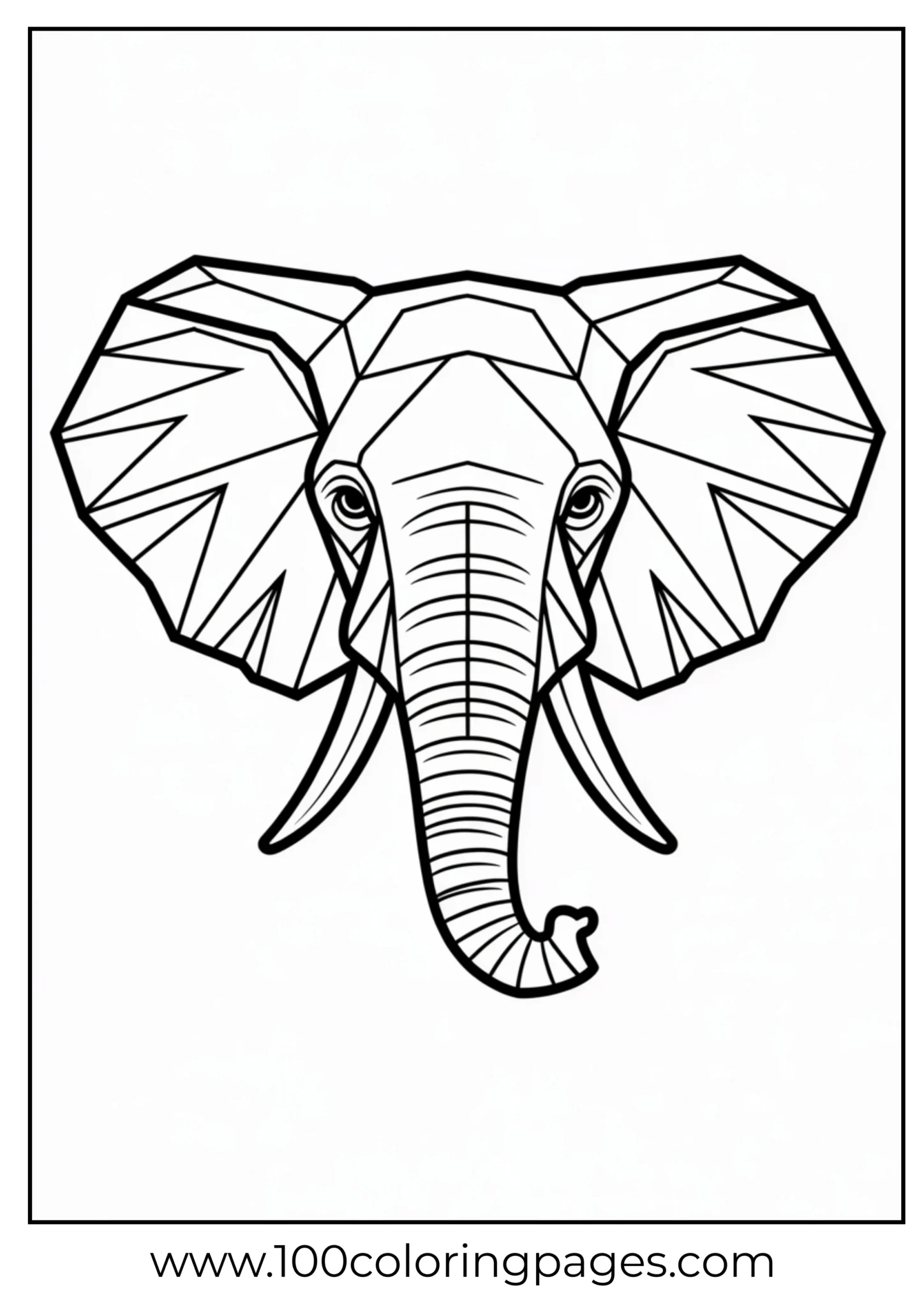 stylized elephant head in geometric patterns