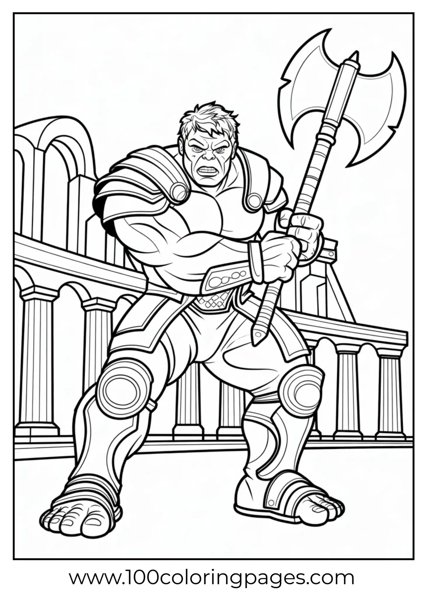 Gladiator Hulk in armor coloring page