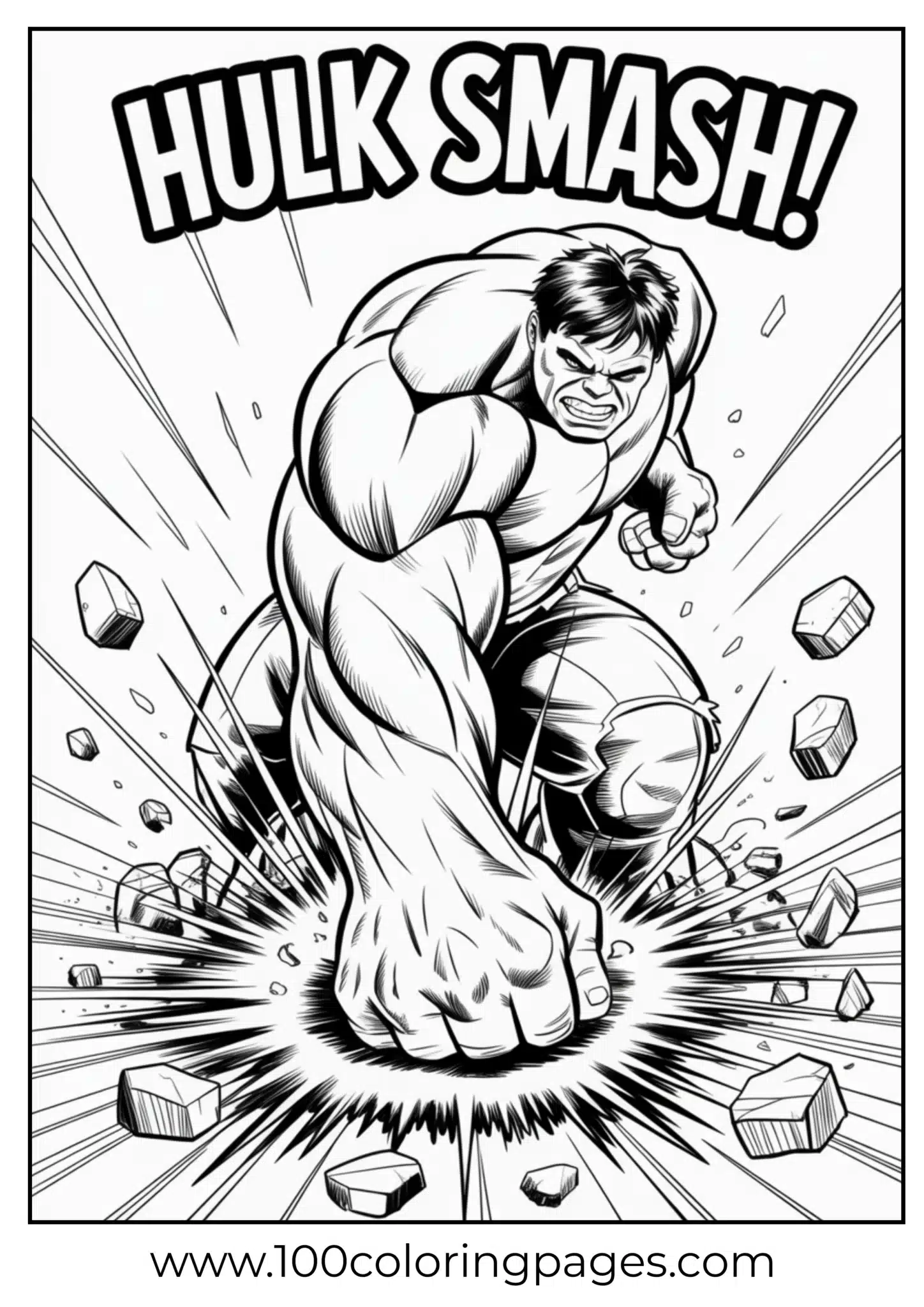 Hulk smashing ground coloring page