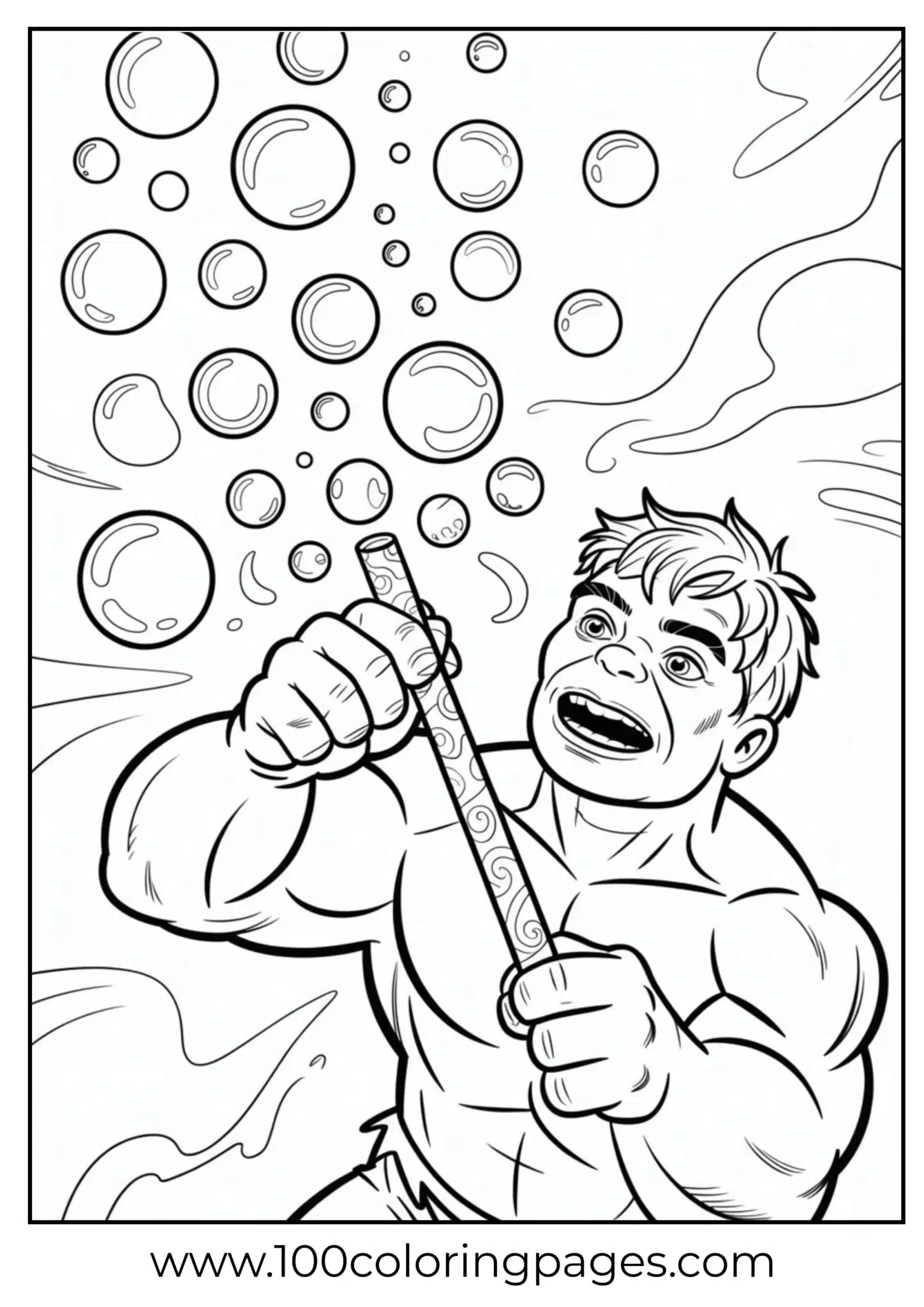 Hulk blowing bubbles coloring page