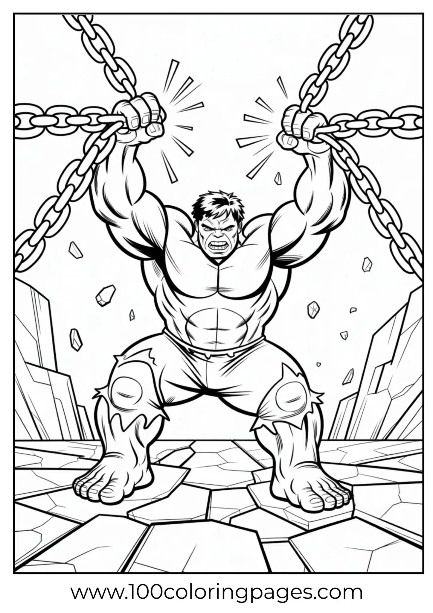 Hulk breaking chains coloring page