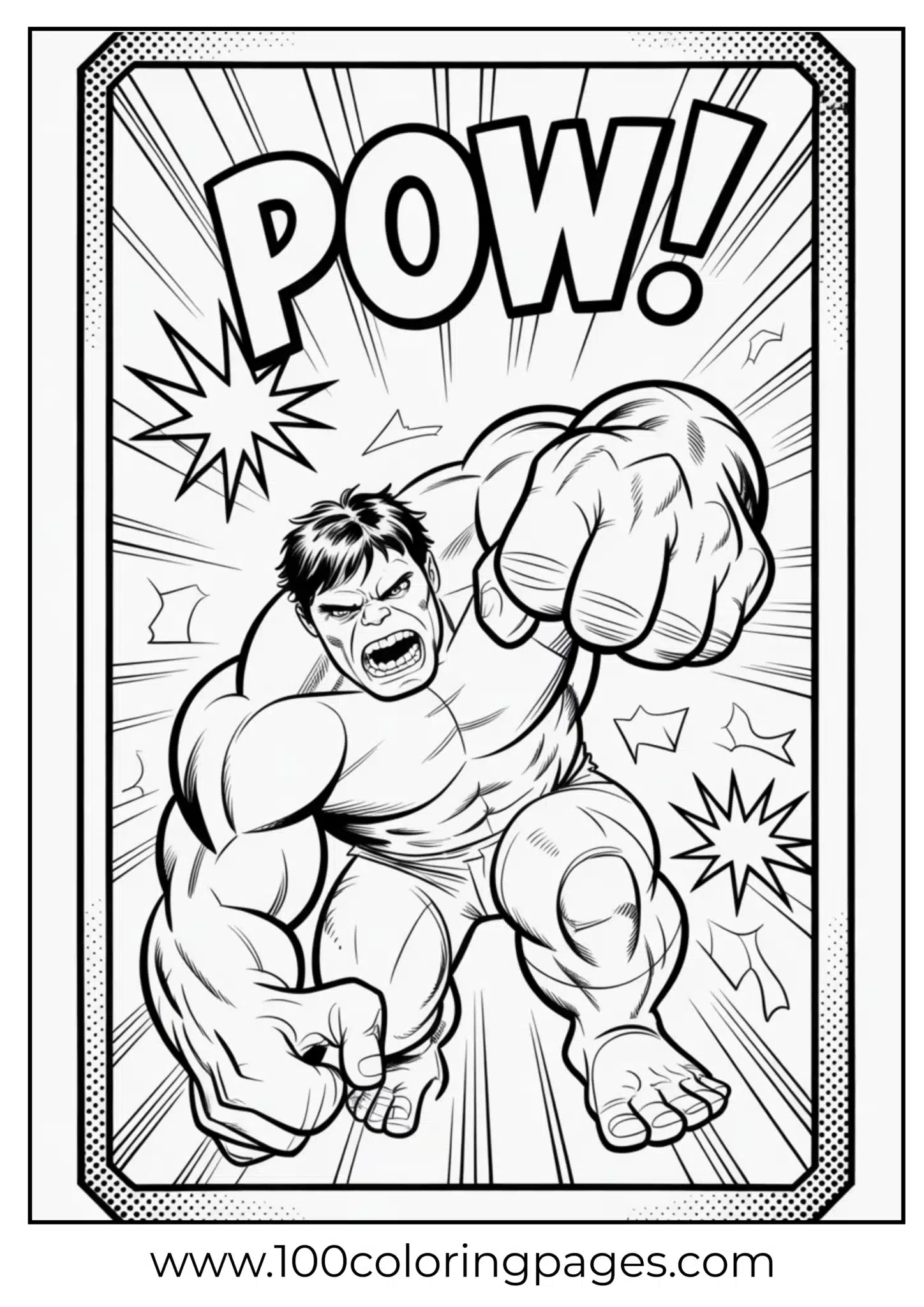 Hulk breaking comic panel coloring page