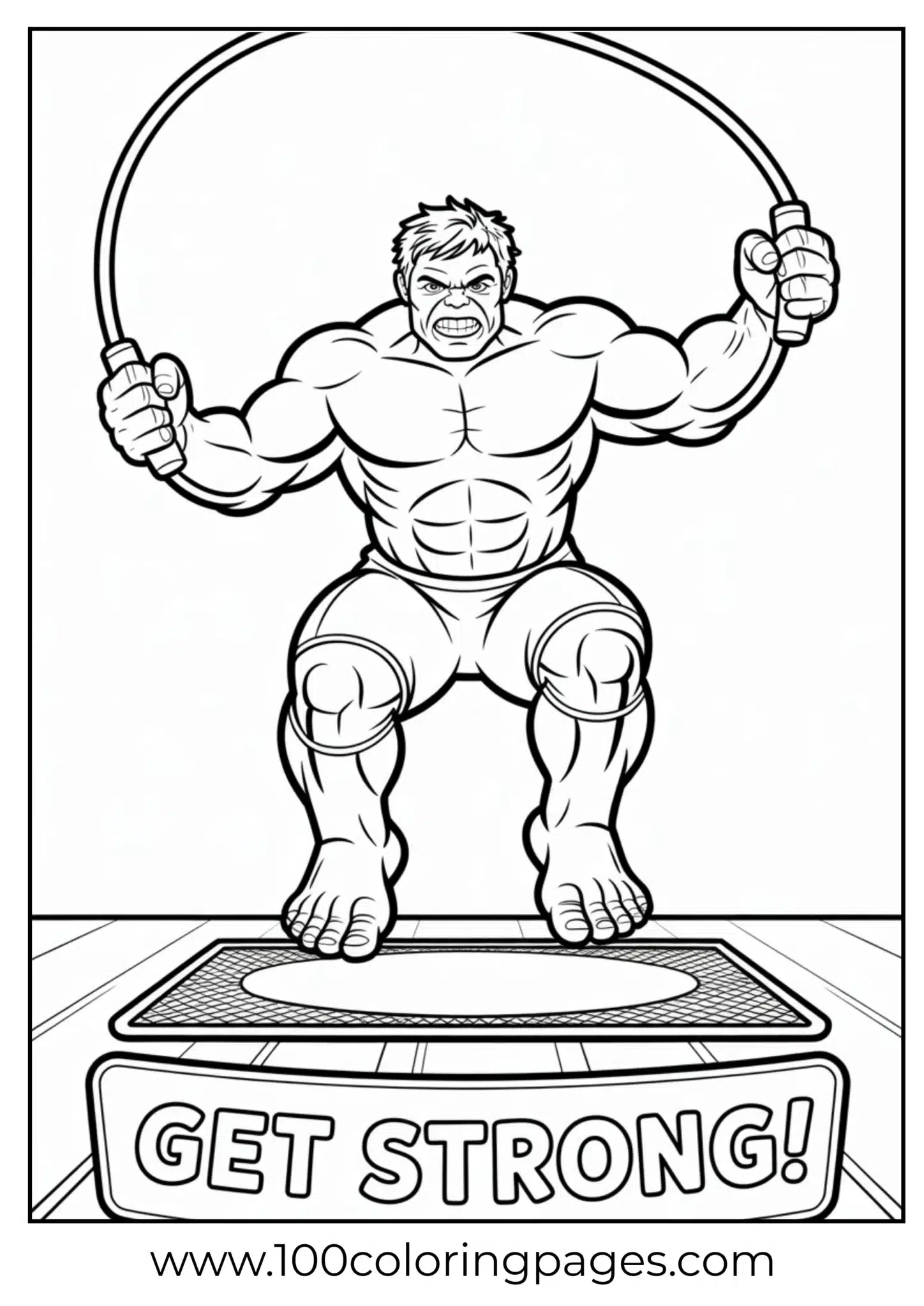 Hulk skipping rope coloring page