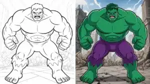 Hulk Smash Pose split coloring page – free Hulk coloring pages for kids