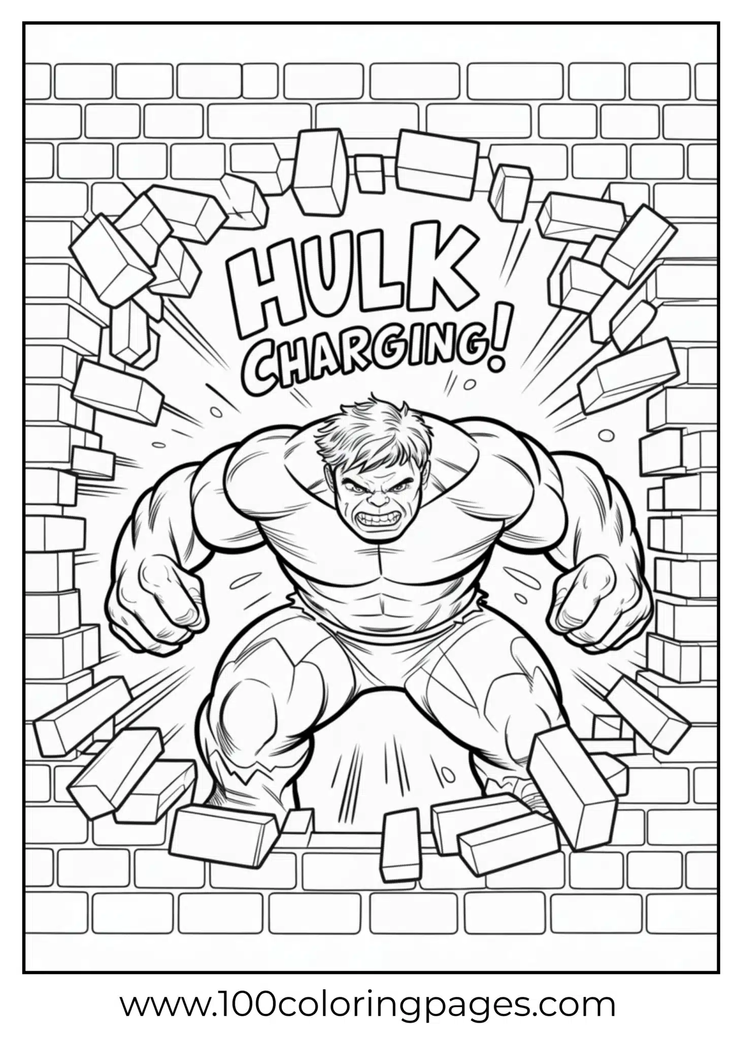 Hulk bursting through wall coloring page