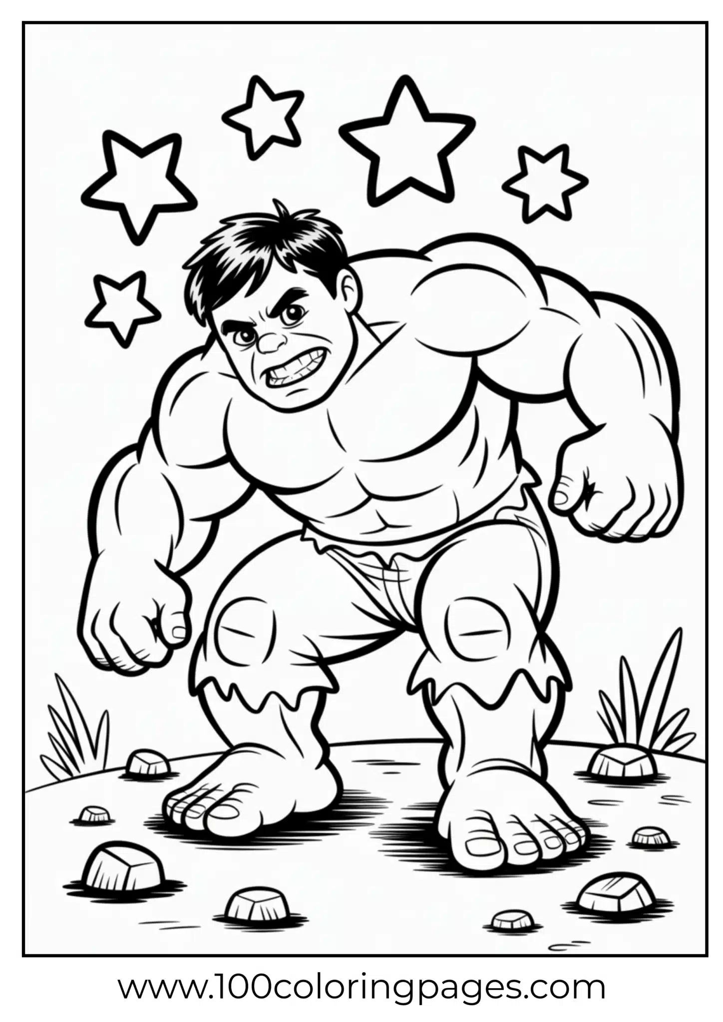 Hulk tripping cartoon coloring page