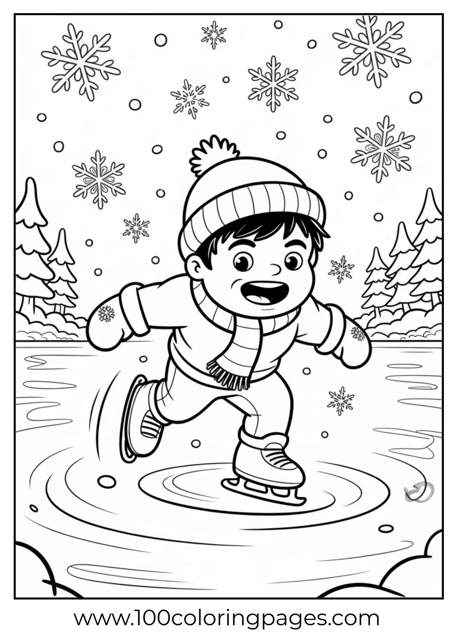 Hulk ice skating on lake coloring page