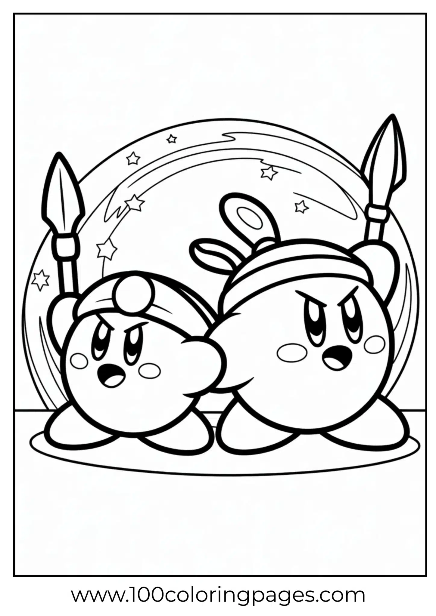 Kirby with Bandana Waddle Dee coloring page