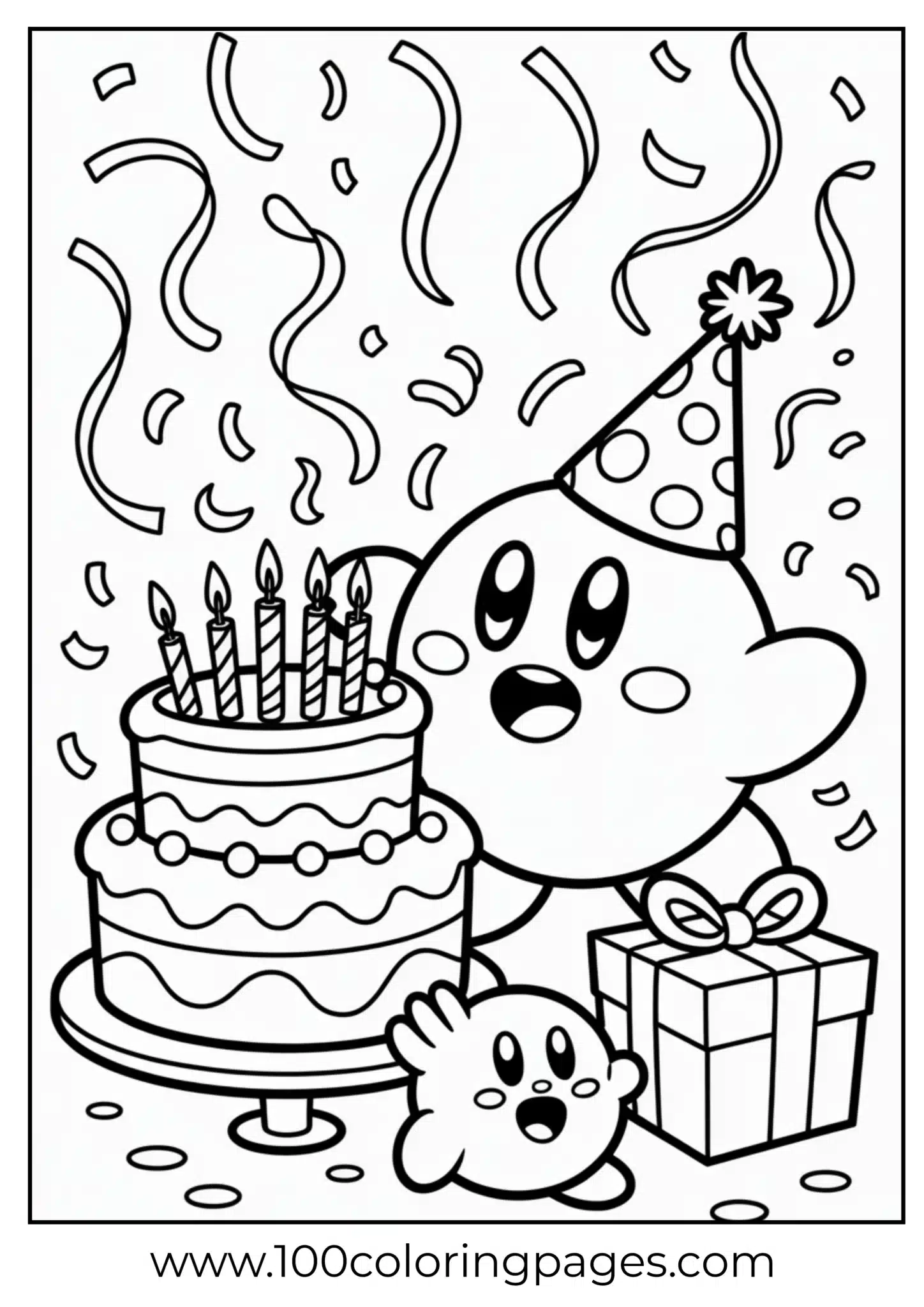 Kirby birthday party coloring page