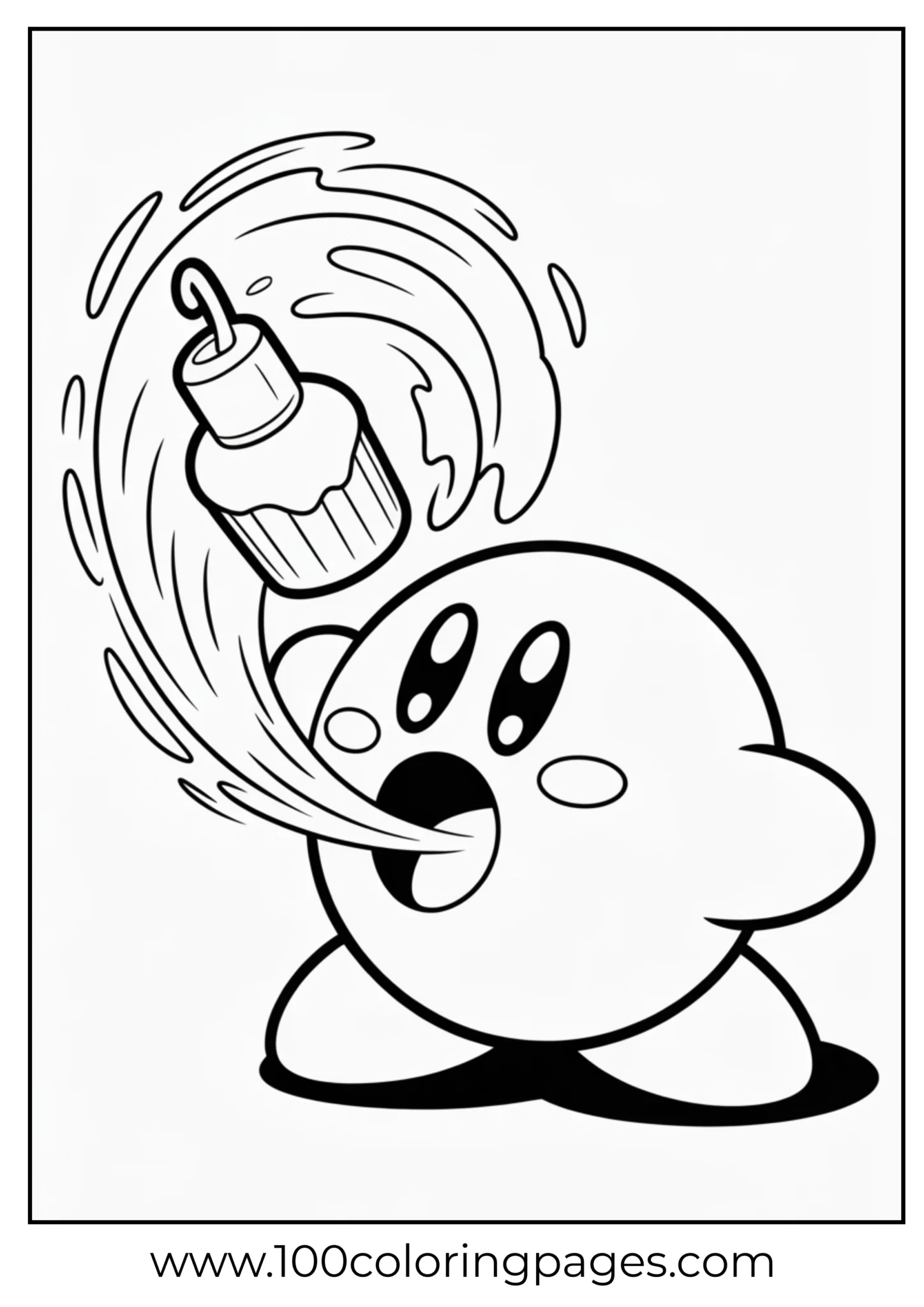 Kirby inhaling coloring page