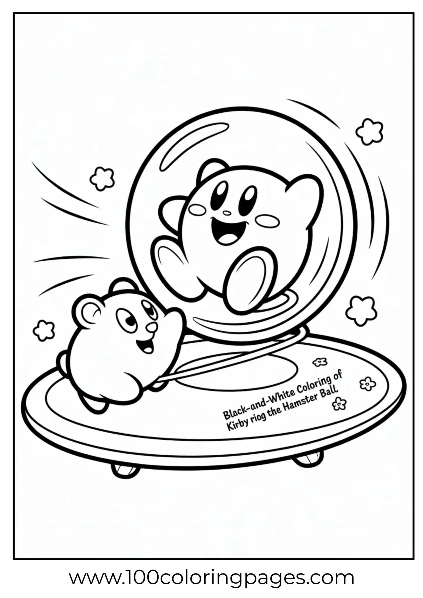 Kirby in hamster ball coloring page
