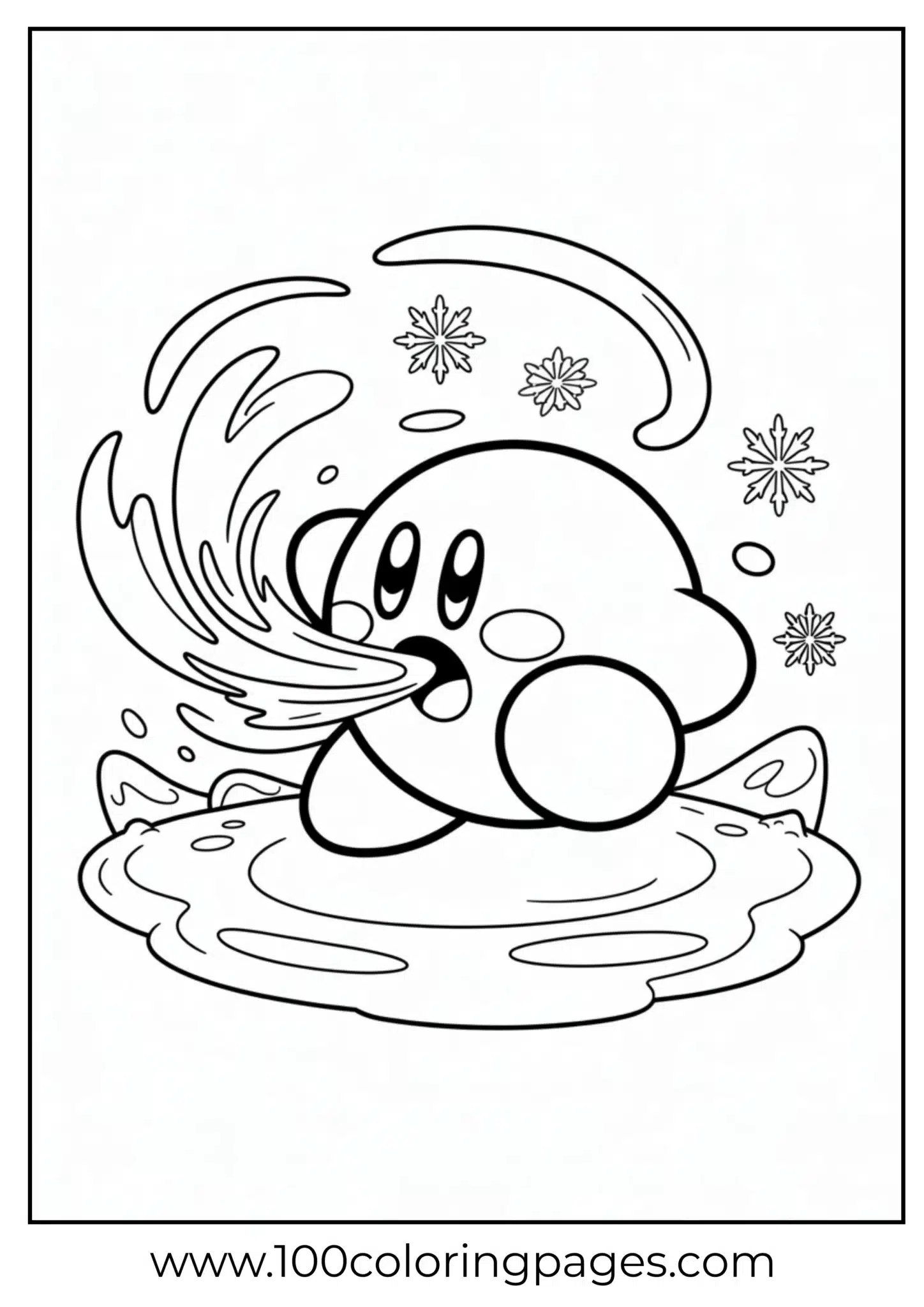 Ice Kirby blowing snow coloring page