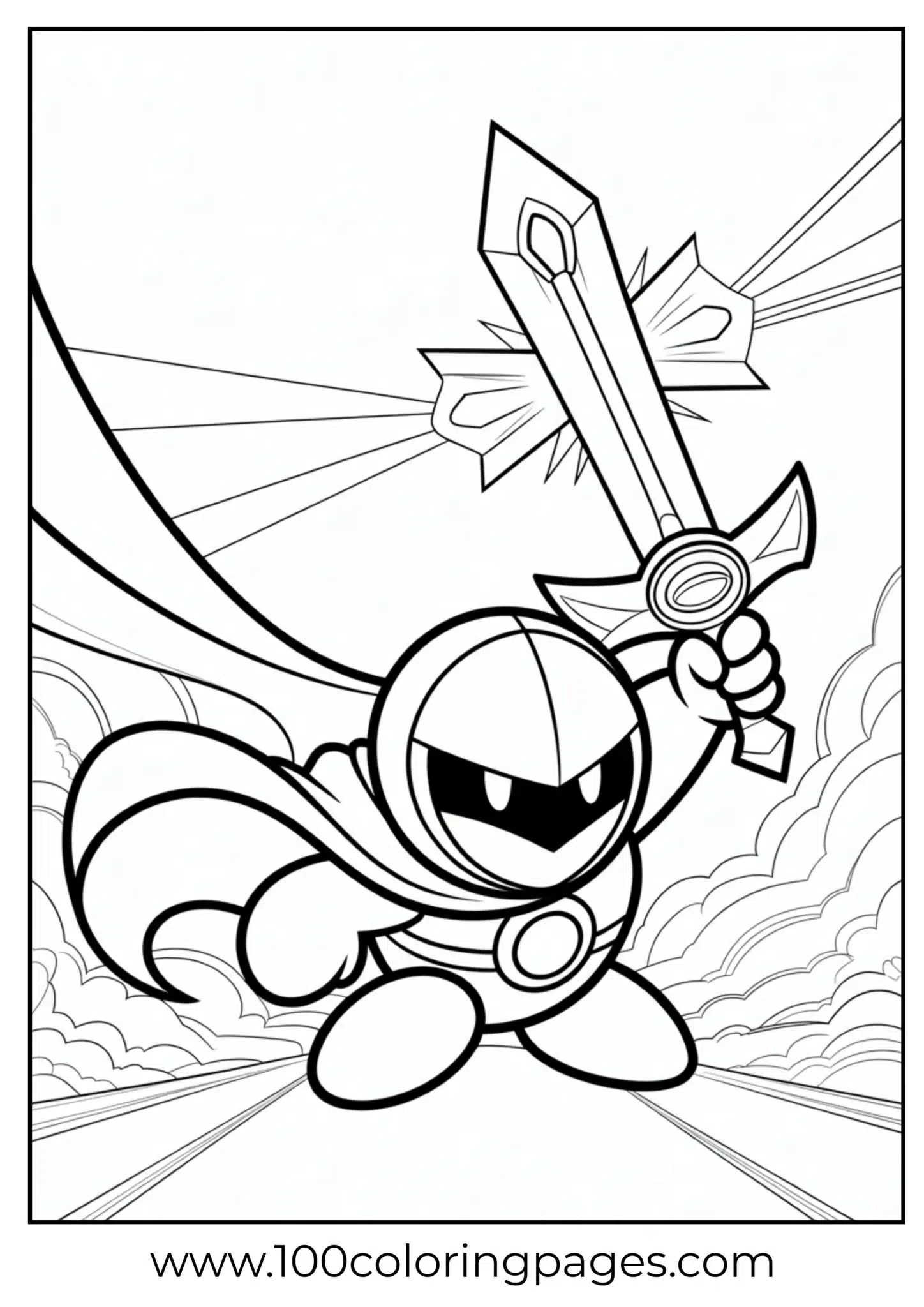 Meta Knight sword coloring page