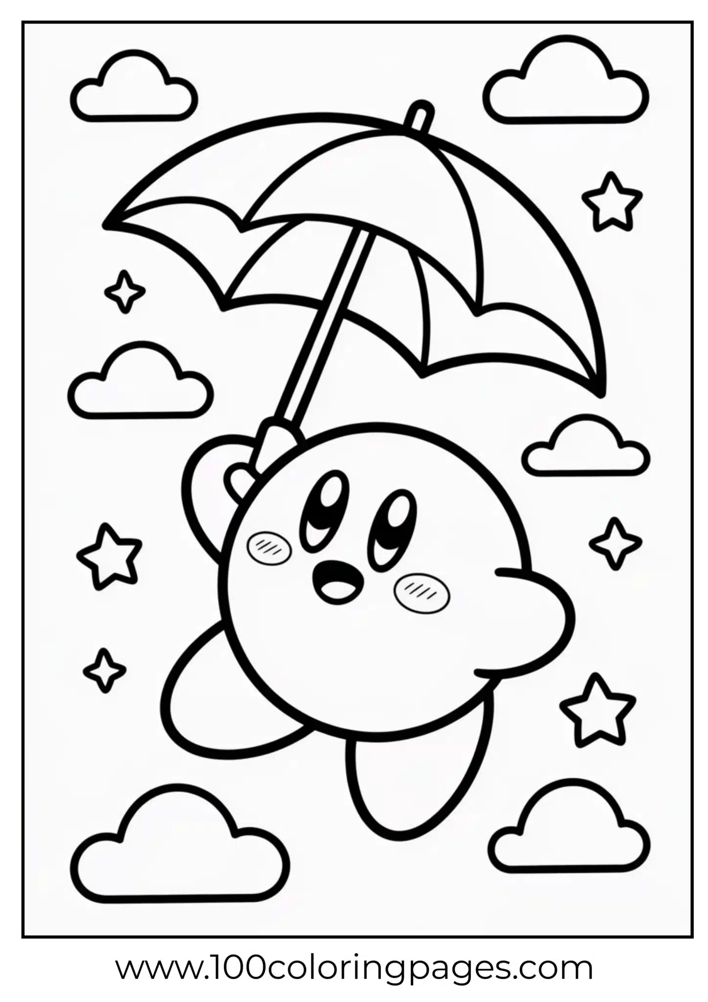 Kirby twirling parasol coloring page
