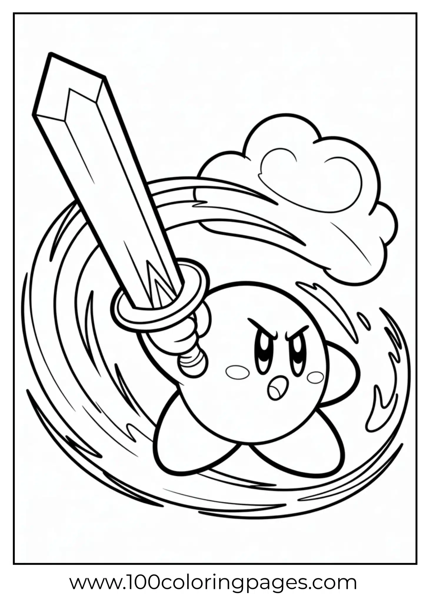 Ultra Sword Kirby pose coloring page
