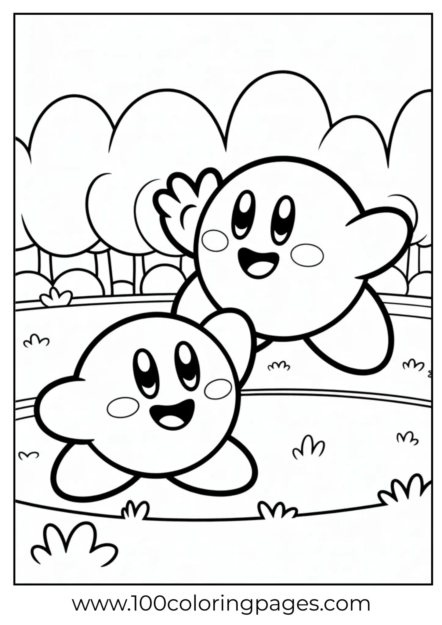 Kirby with Waddle Dee coloring page