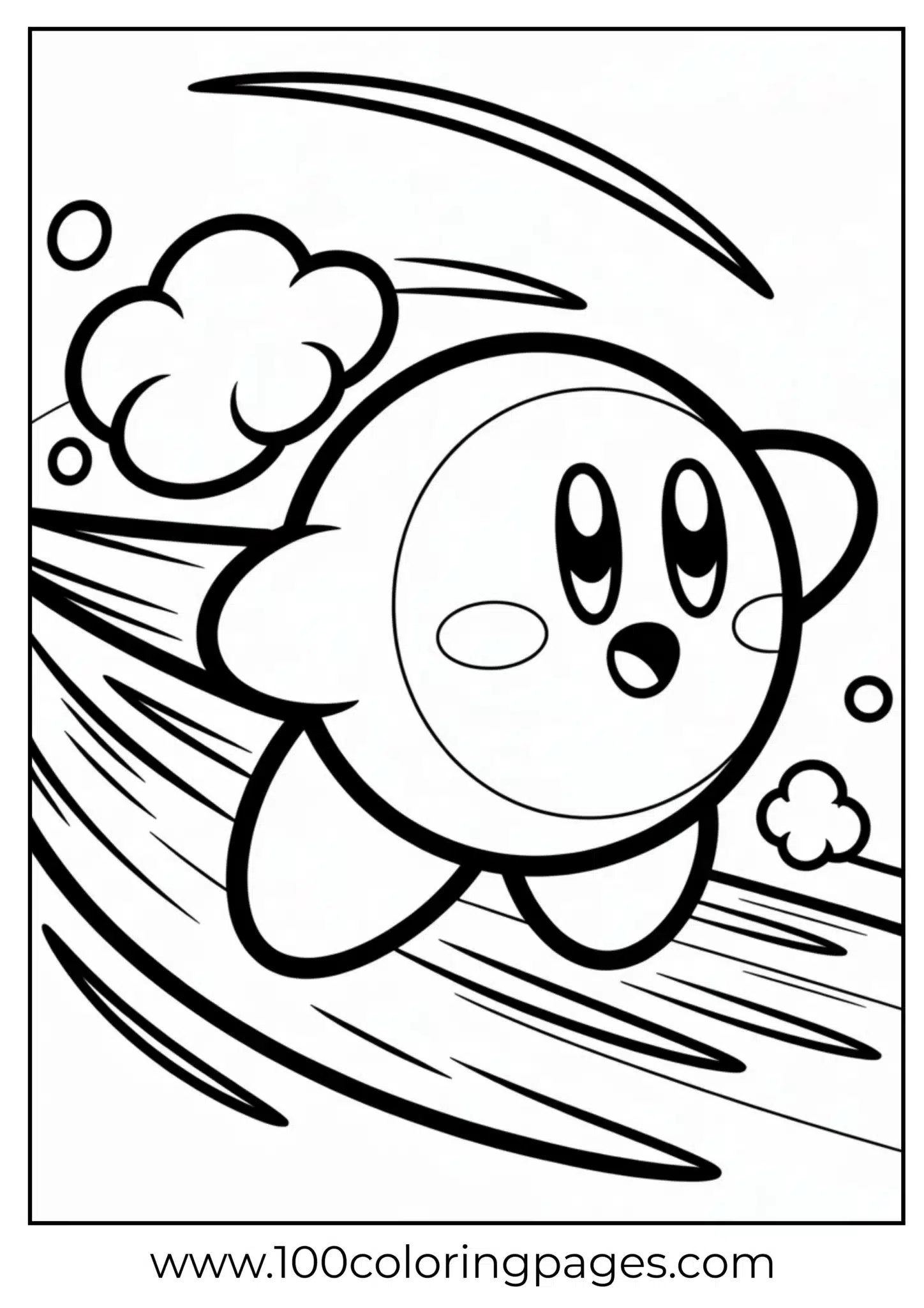 Wheel Kirby racing coloring page
