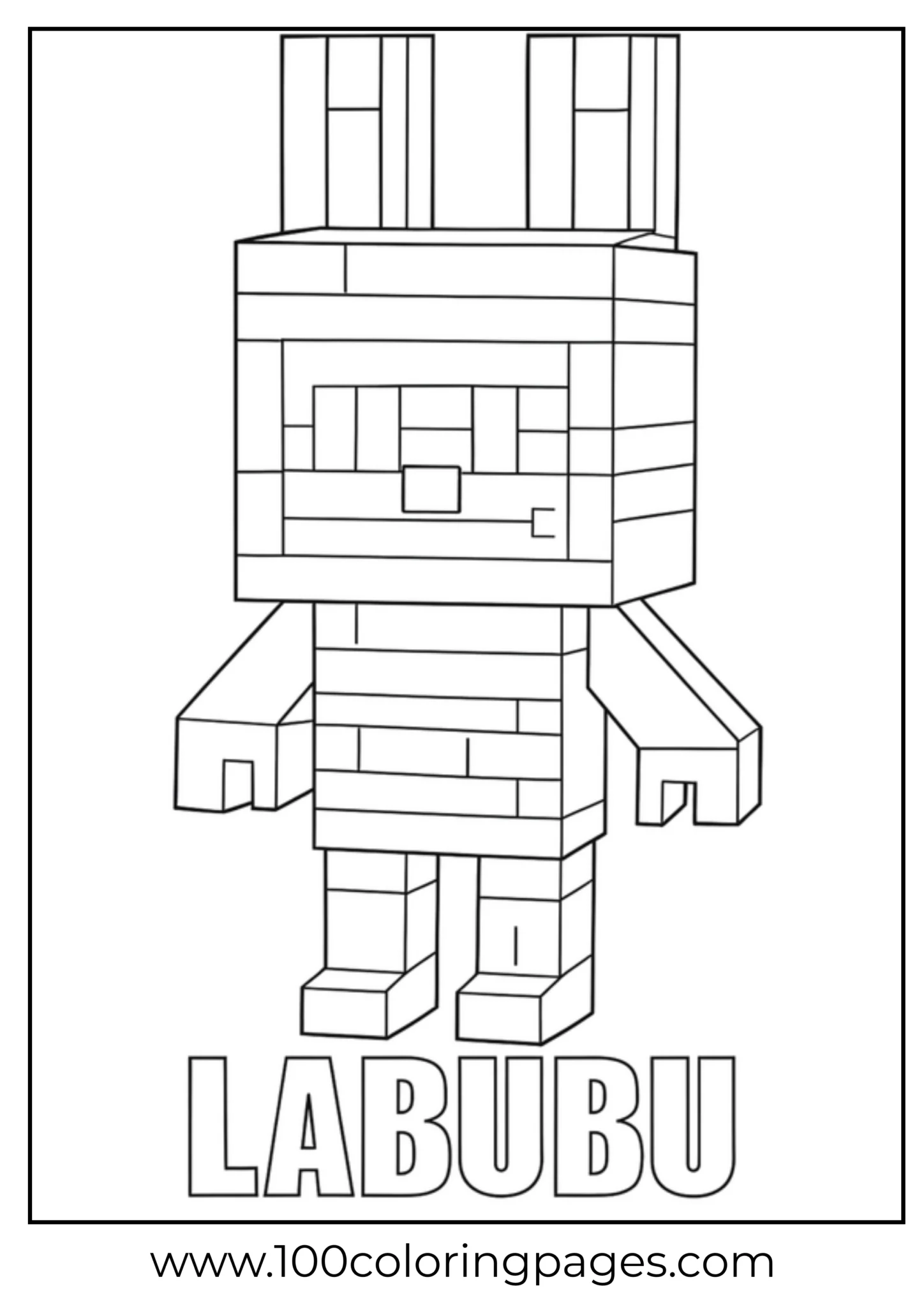 Labubu character standing for coloring activity