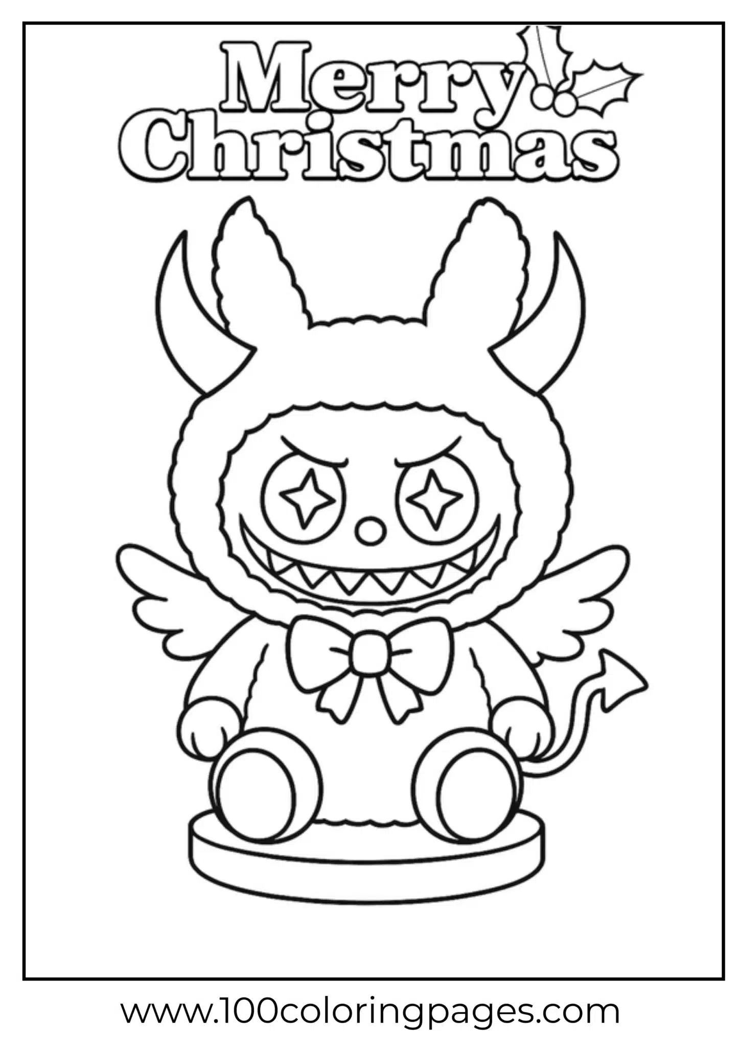 Labubu dressed as a Christmas angel for coloring