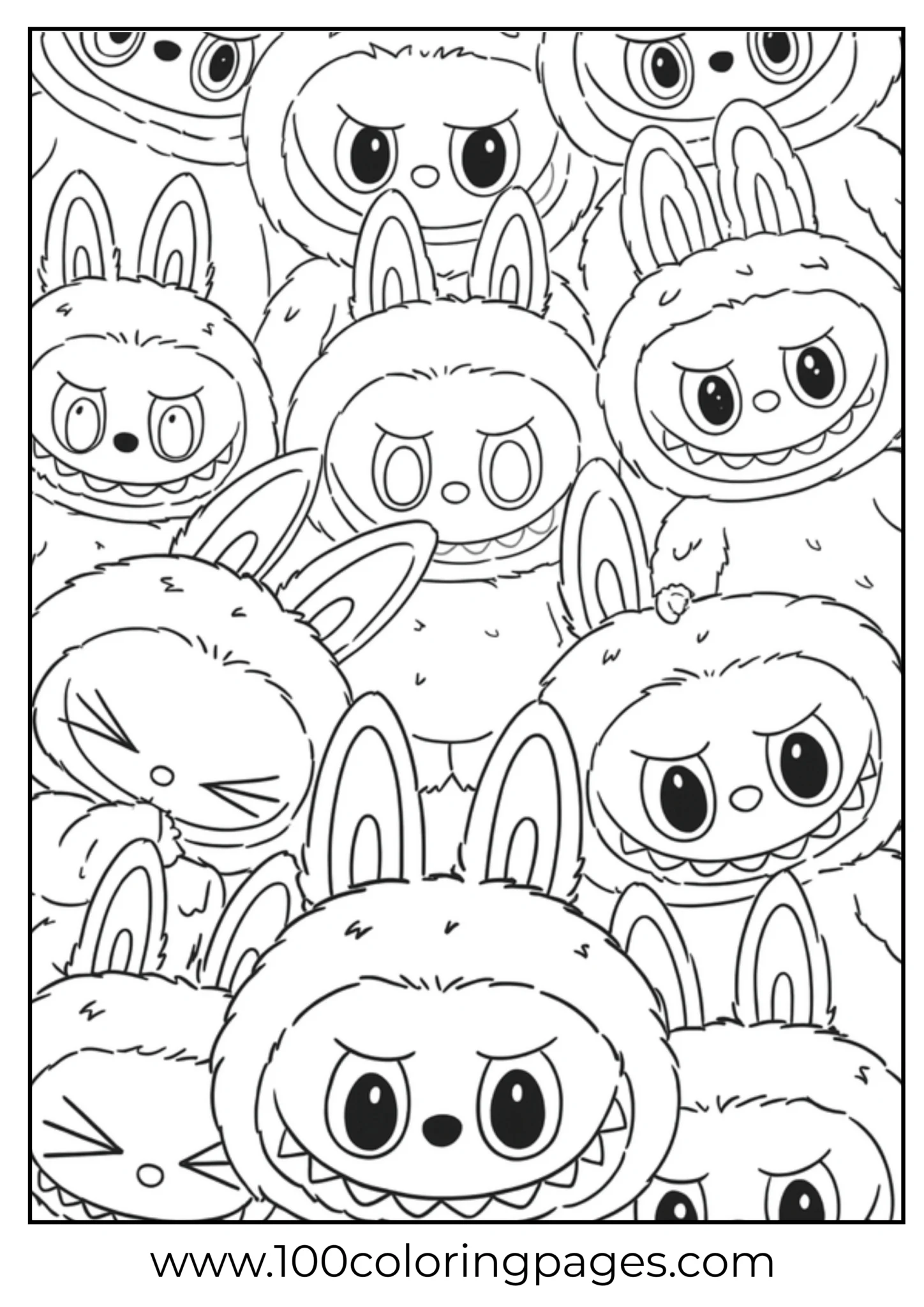 Collection of cartoon Labubu characters for coloring