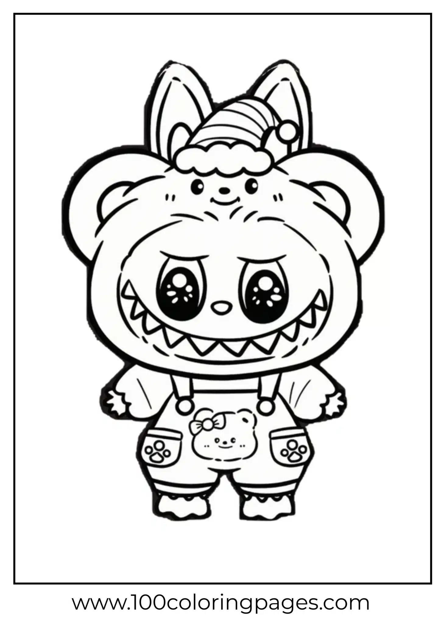 Labubu holding a small character, with a heart-shaped eye