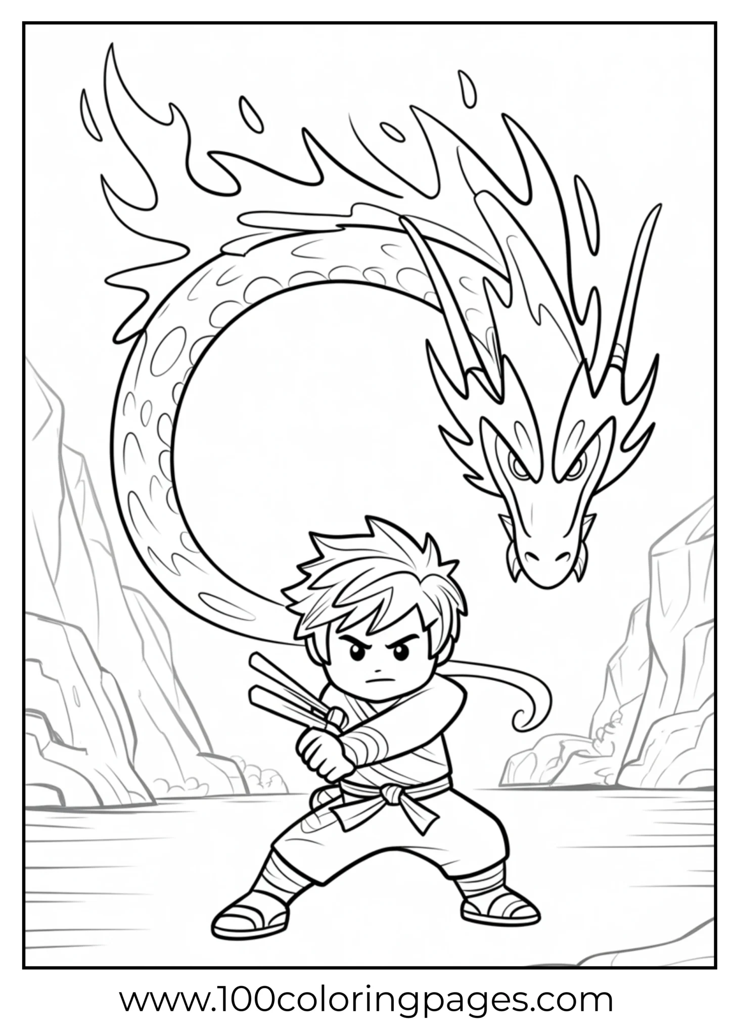 Fire dragon behind Ninjago Kai