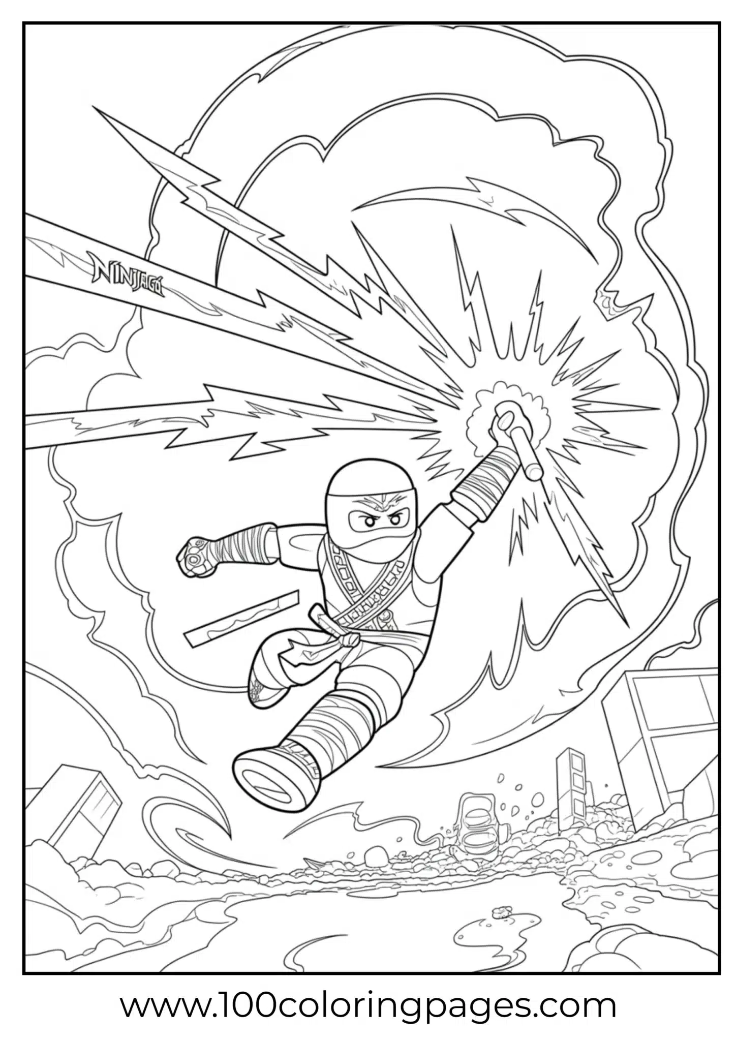 Ninjago Jay releasing lightning from weapons