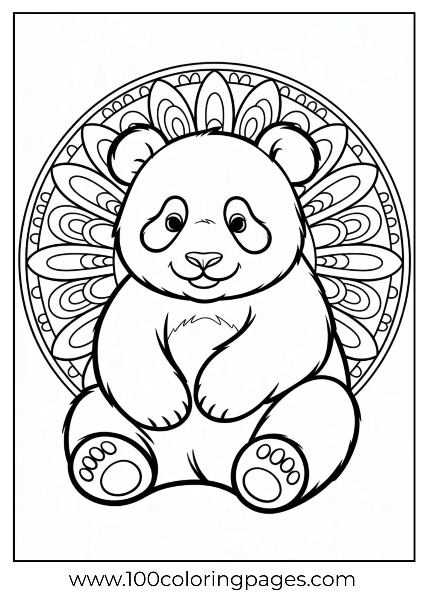 Panda silhouette with mandala backdrop outline