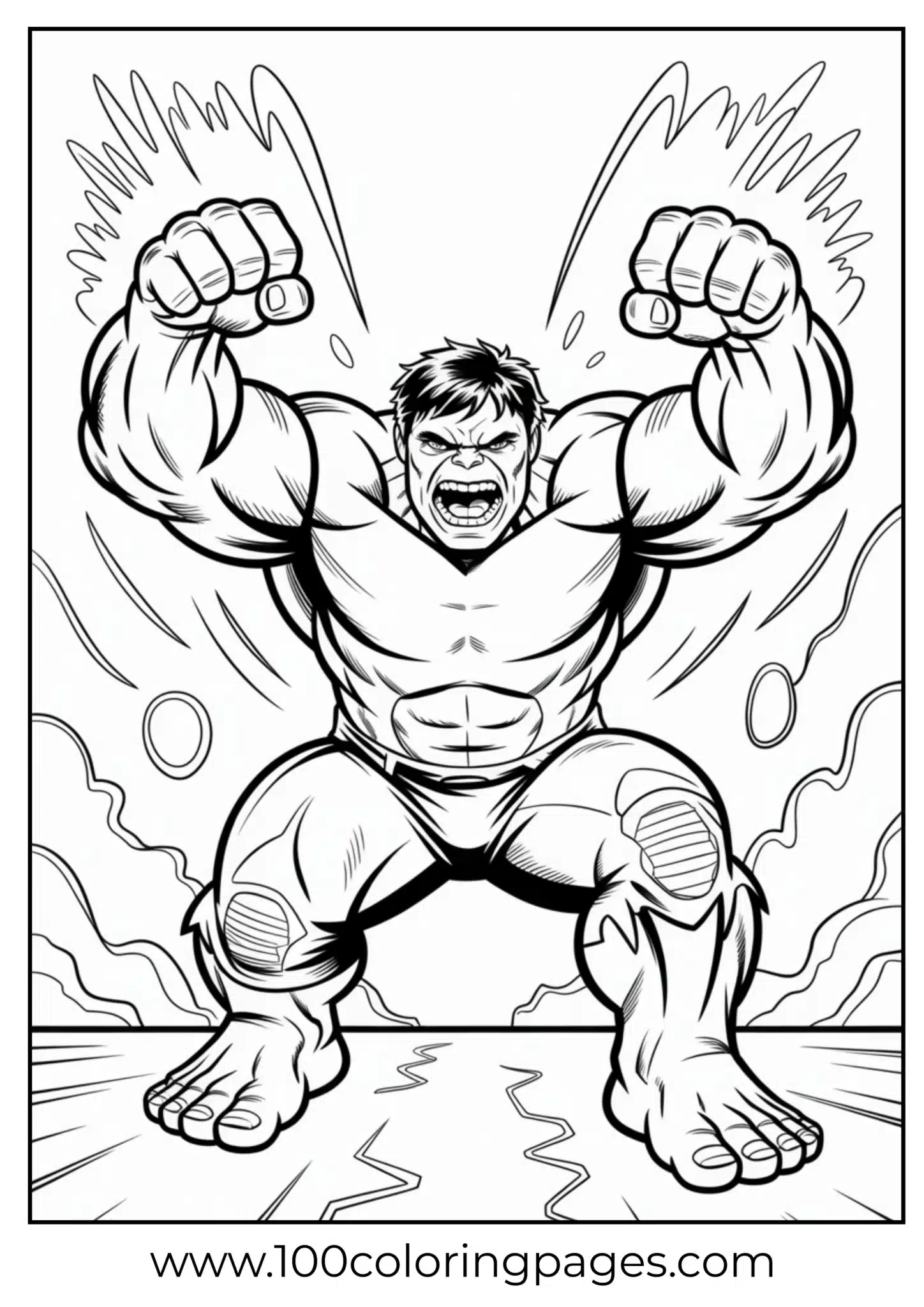 Hulk roaring with sound waves coloring page