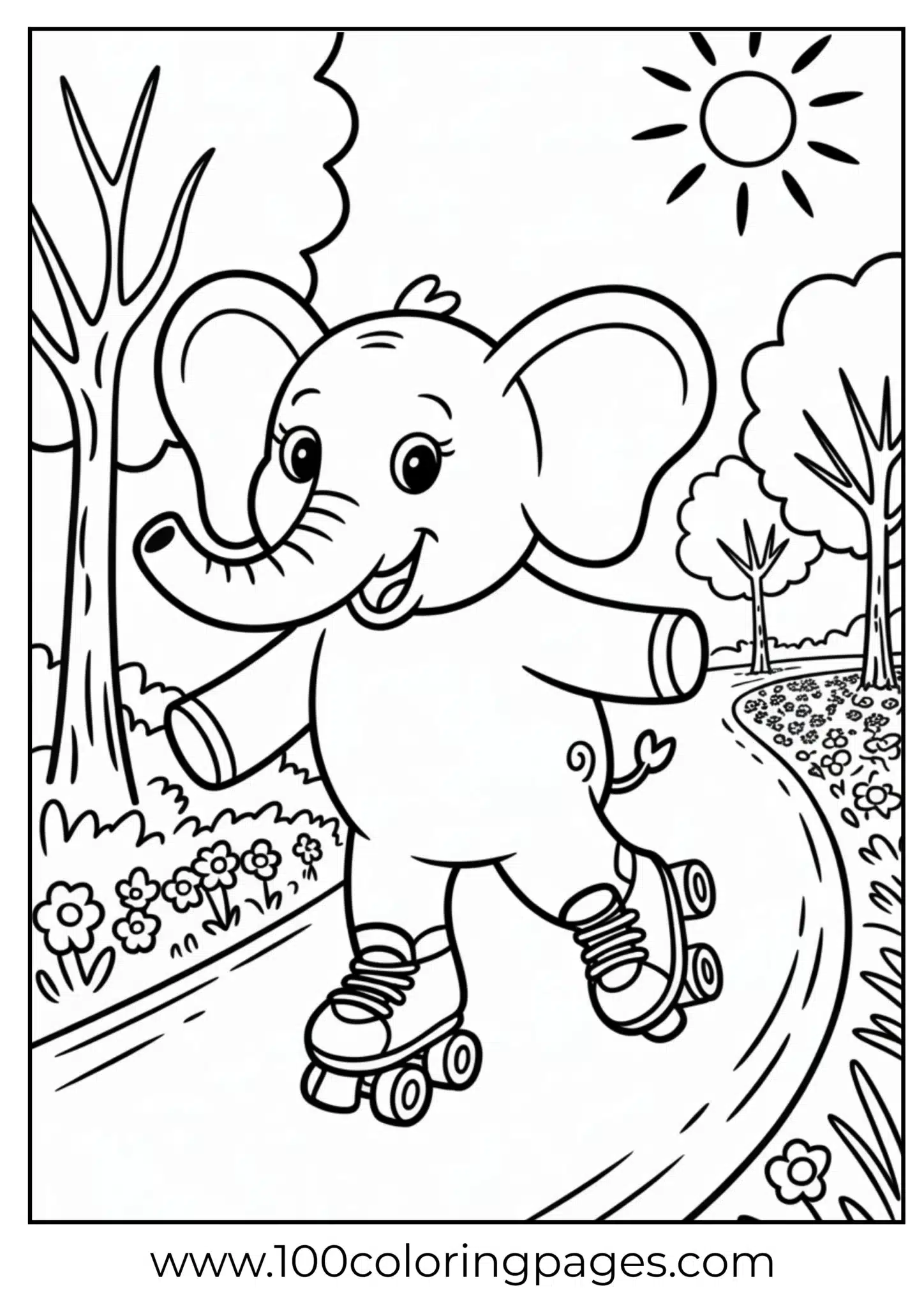 elephant on roller skates in park