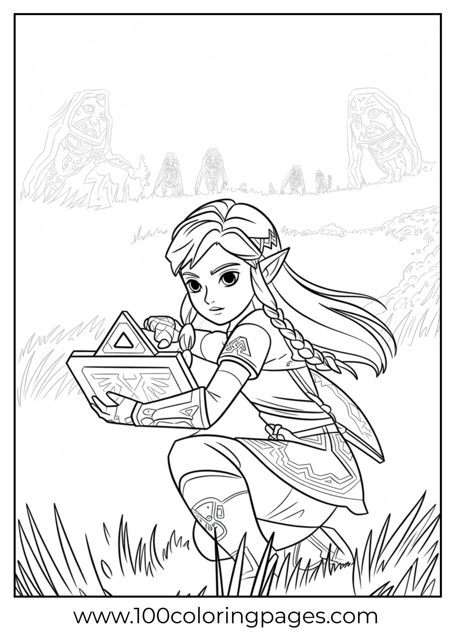 Zelda BOTW with slate coloring page