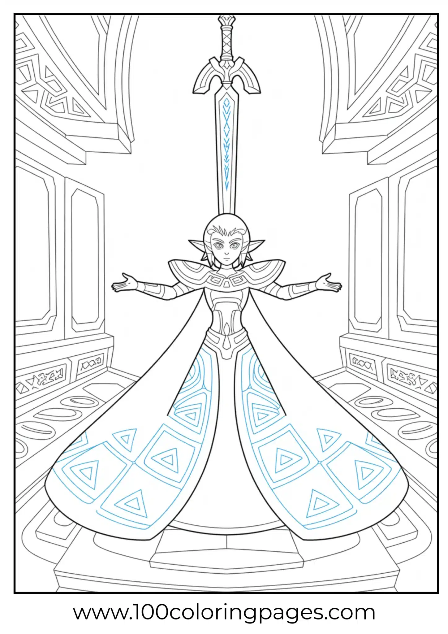 Fi Spirit sword chamber coloring page