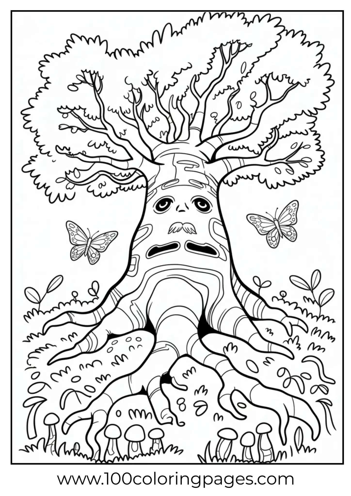 Great Deku Tree forest coloring page