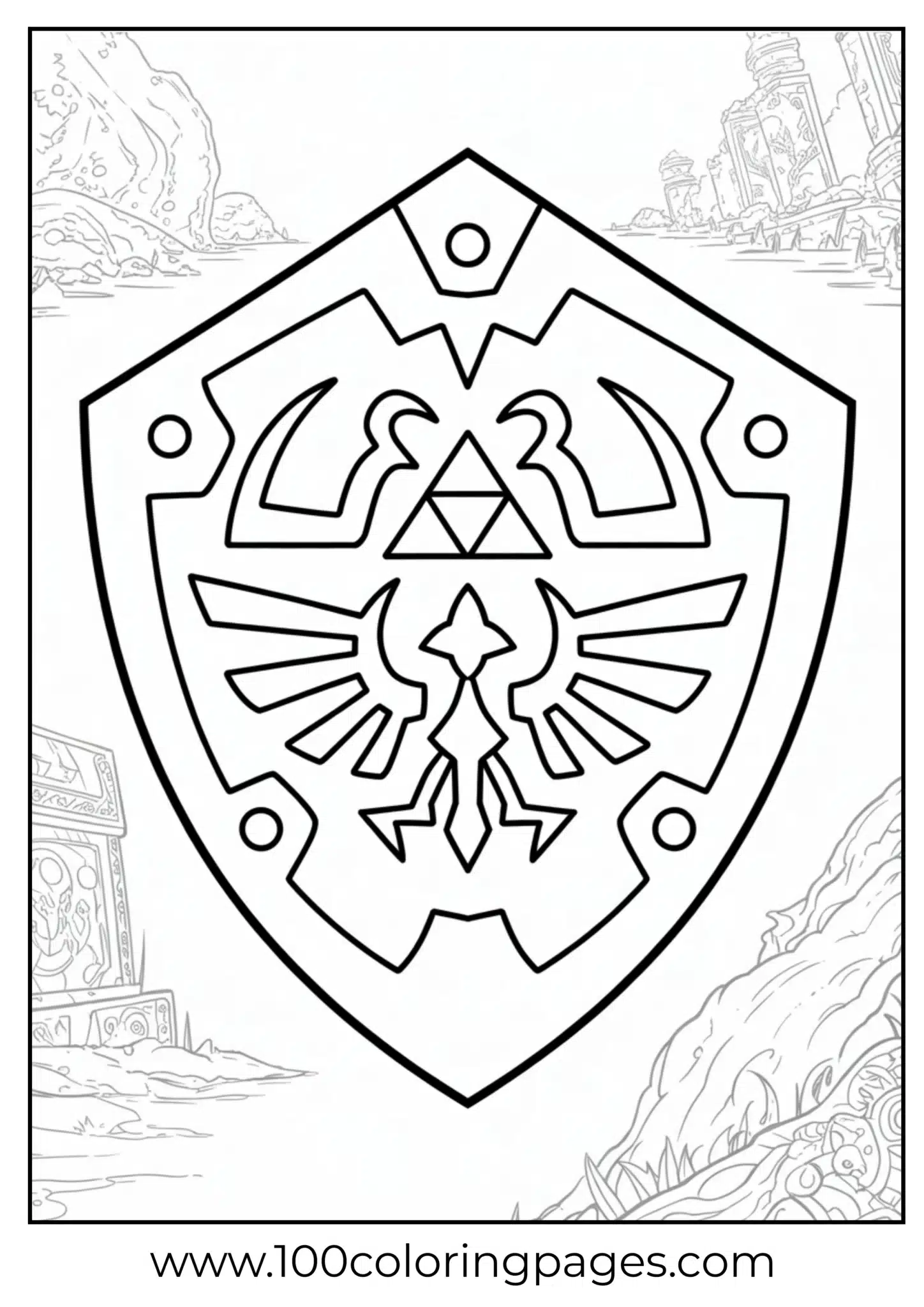Hylian Shield detailed coloring page