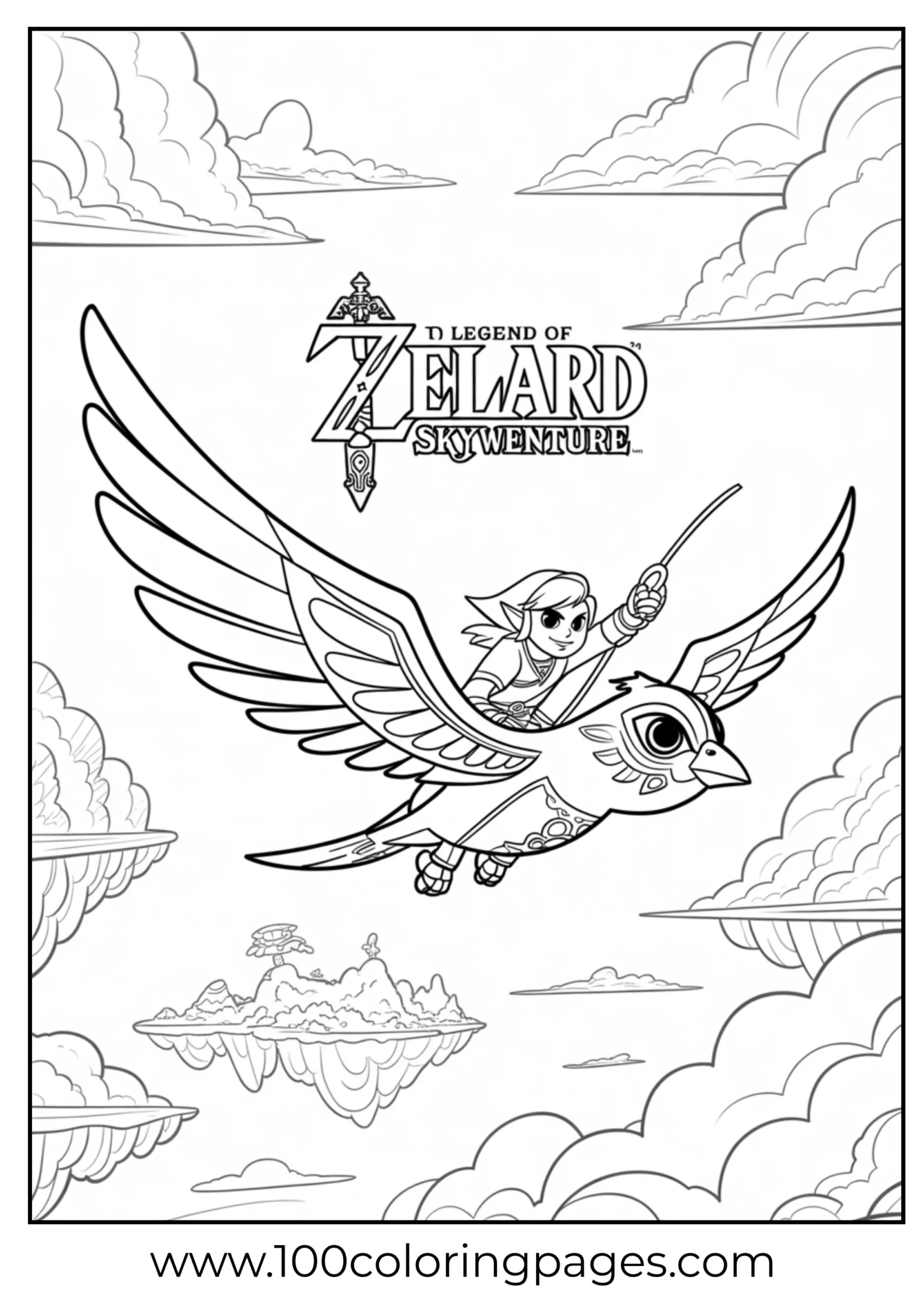 Link on Loftwing bird coloring page