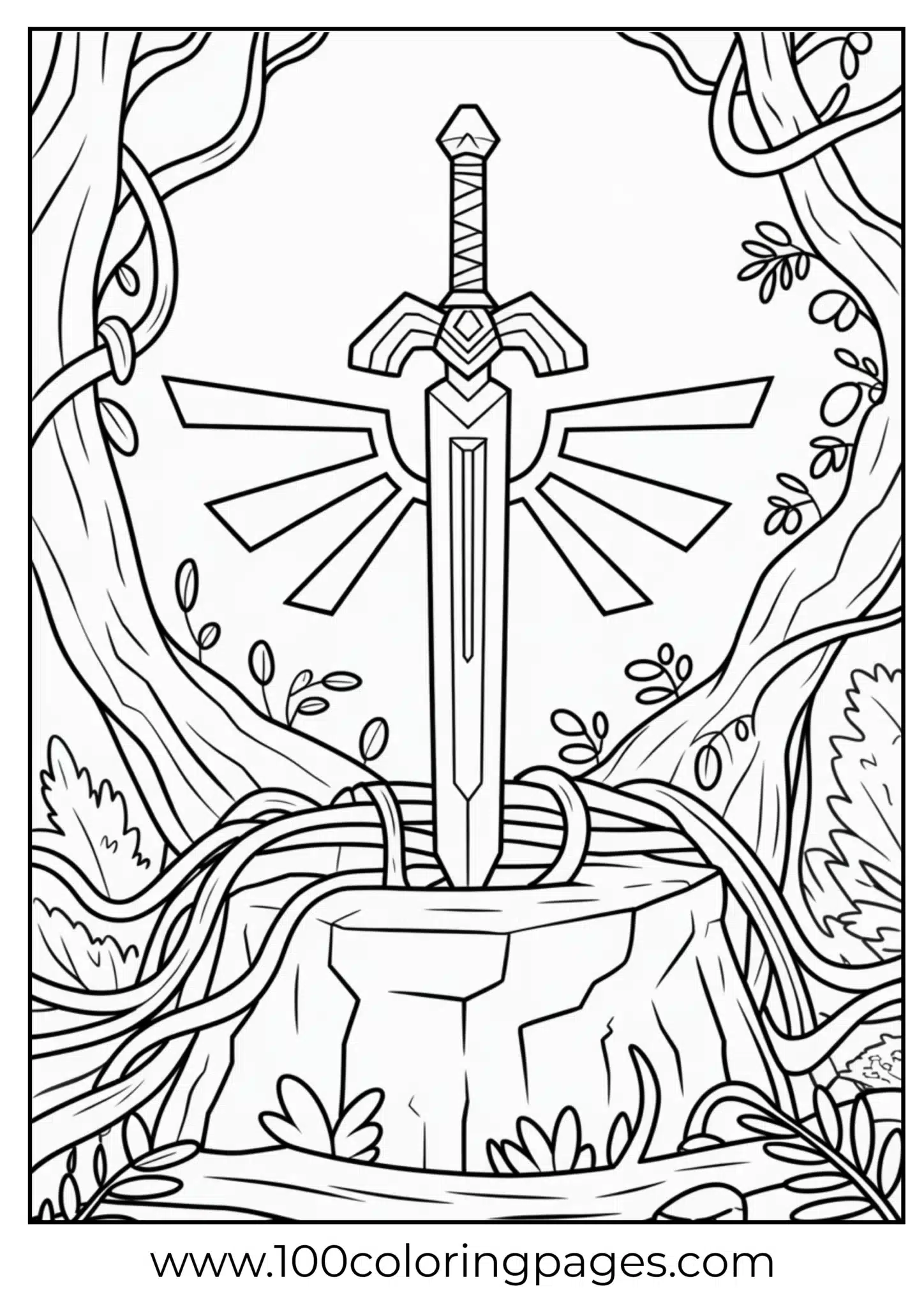 Master Sword in pedestal coloring page