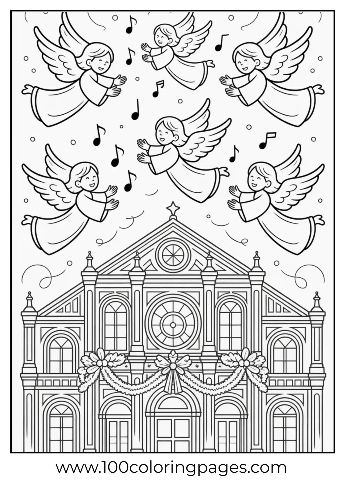 A choir of angels singing on Christmas