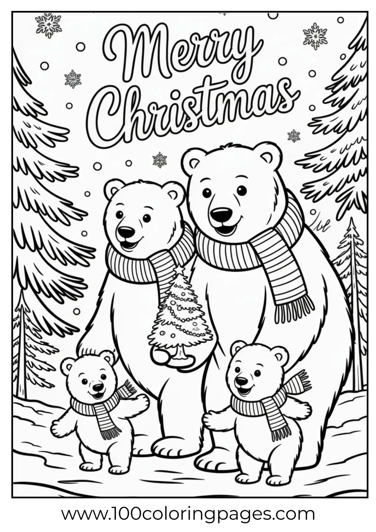 Polar bears in scarves on Christmas walk