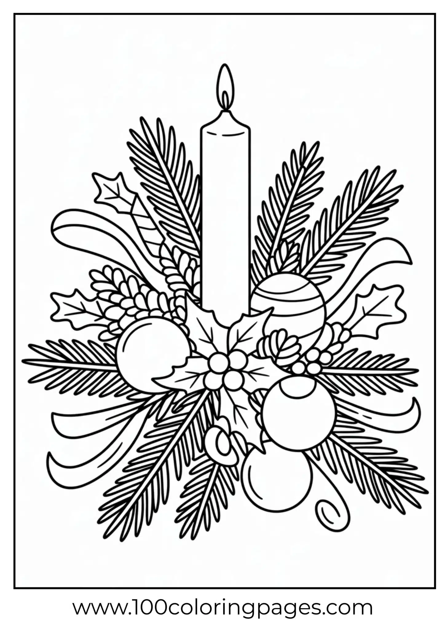 A Christmas candle centerpiece with ornaments