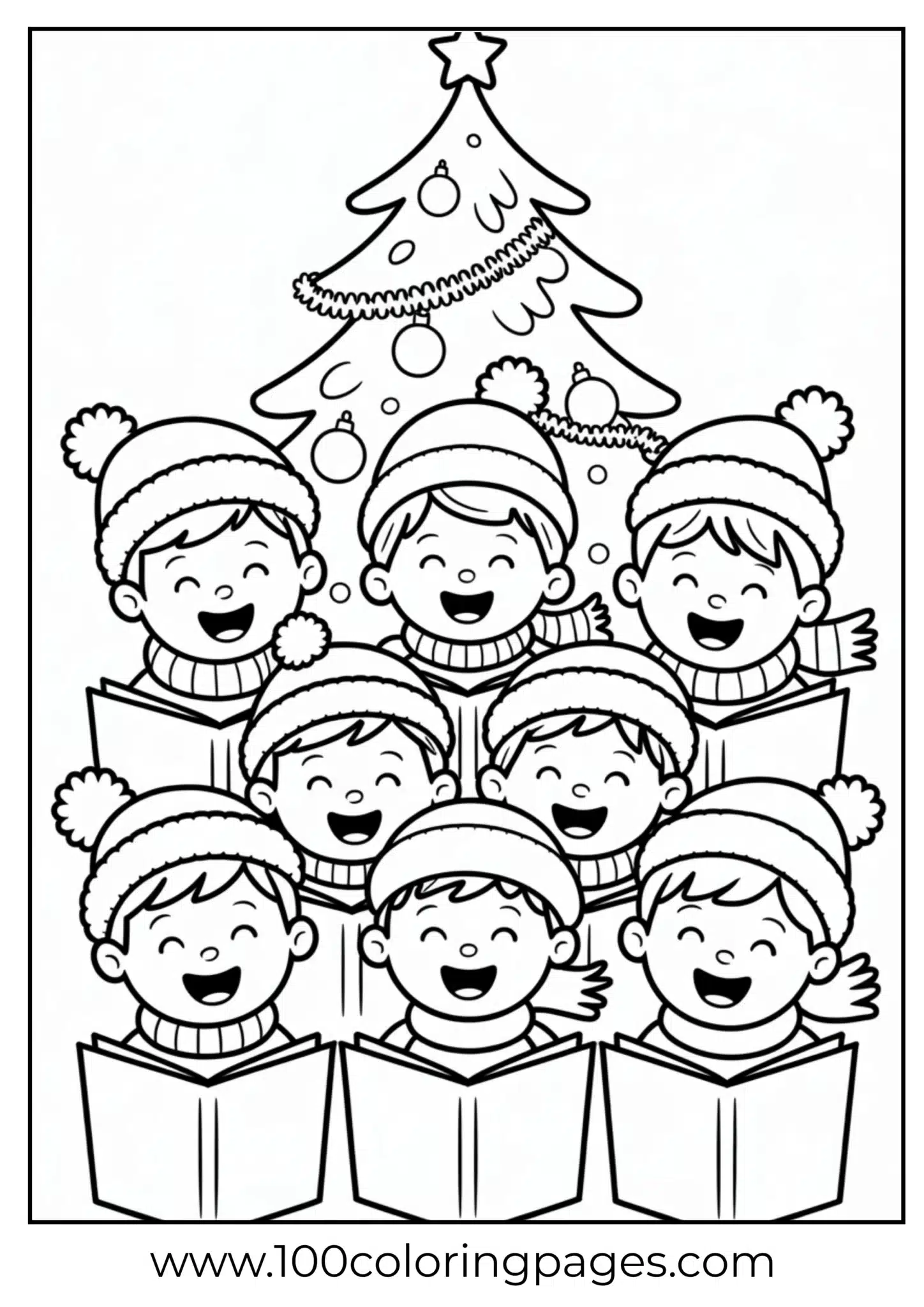 A group of kids singing carols on Christmas