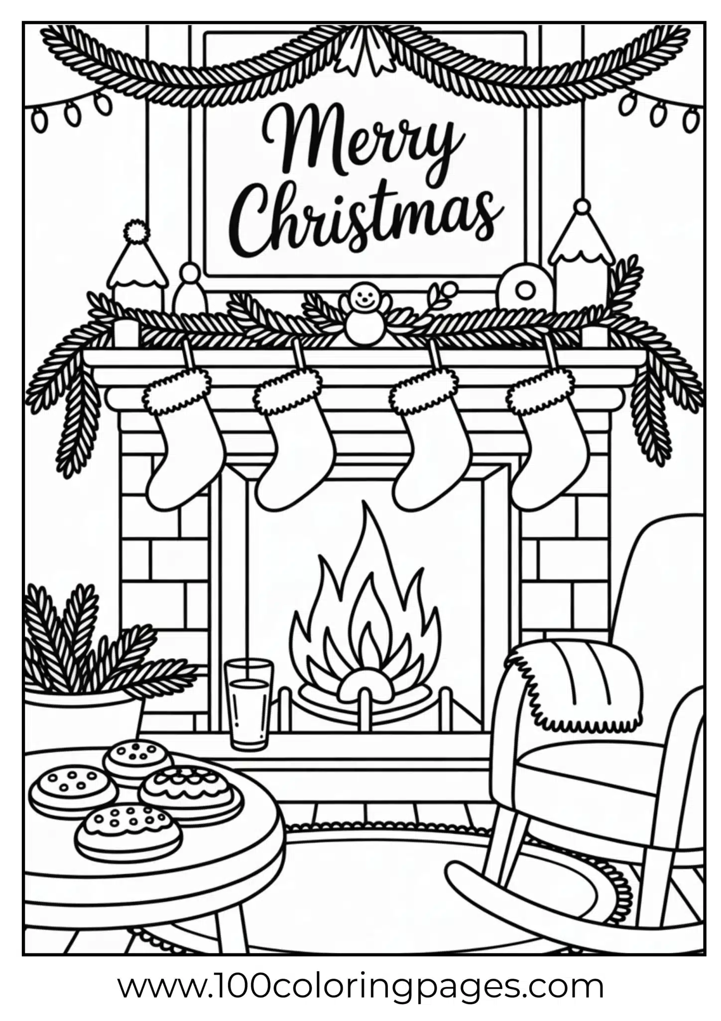 A fireplace with milk and cookies for Santa